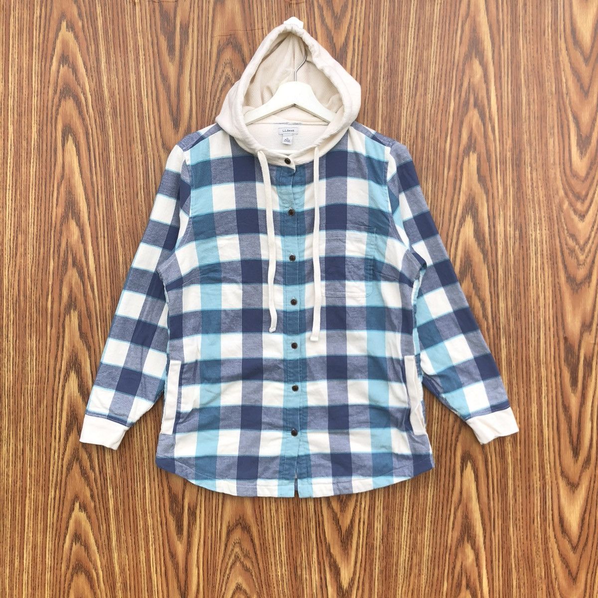 L.L. Bean Vintage L.L. Bean Hooded Flannel Shirt Jacket Button up Size US S / EU 44-46 / 1 - 1 Thumbnail