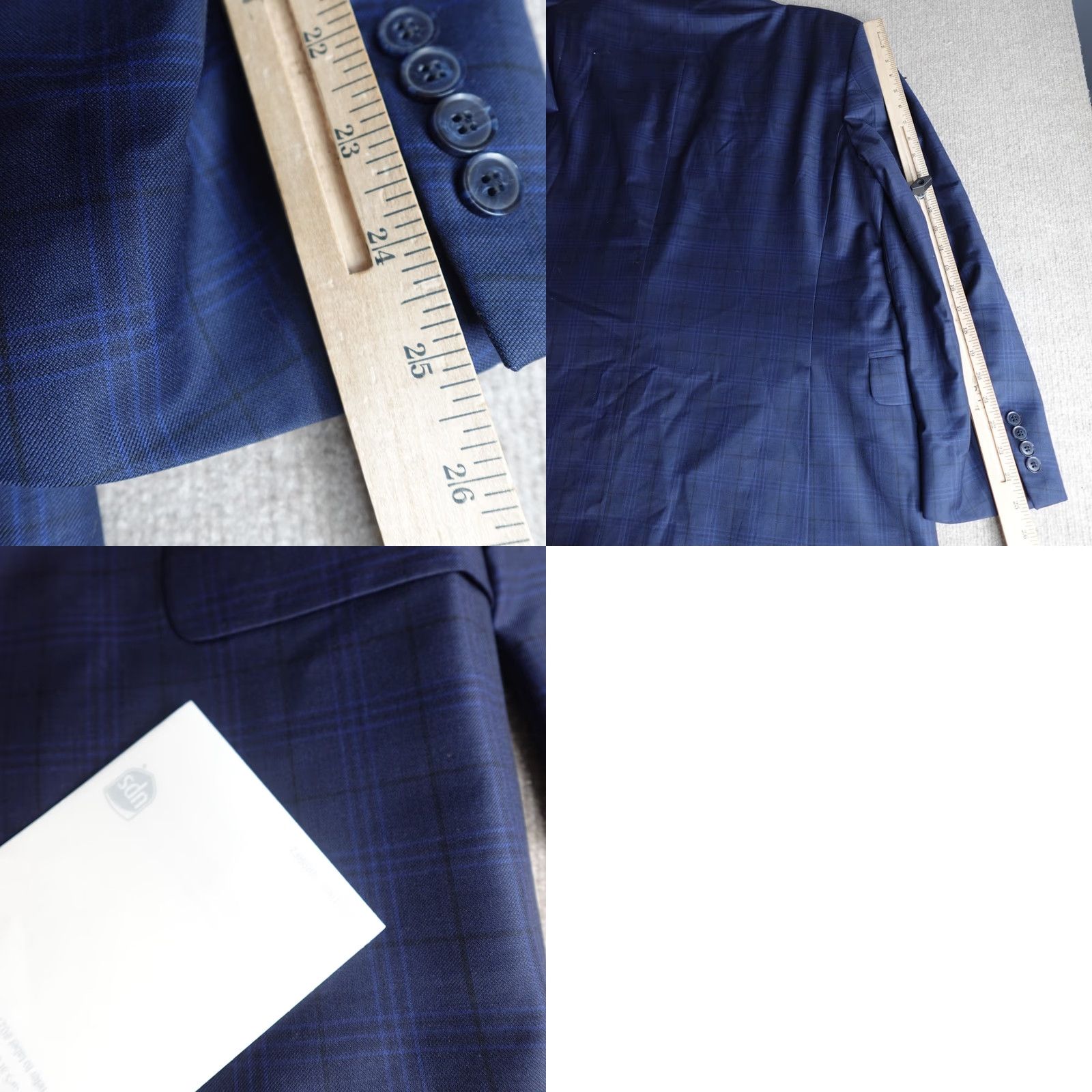 Peter Millar Peter Millar Blazer 48R Blue Plaid Wool Canada Regular Notch Front Two-Button Single-Breasted Mens Vintage: No Size 48R - 9 Thumbnail