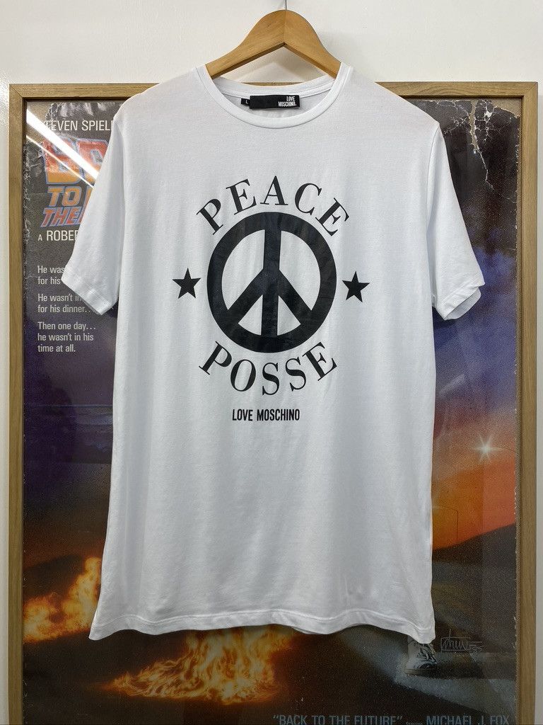 Moschino Authentic Moschino Love Peace Posse Centre Arc Spellout Tee Size US L / EU 52-54 / 3 - 1 Thumbnail