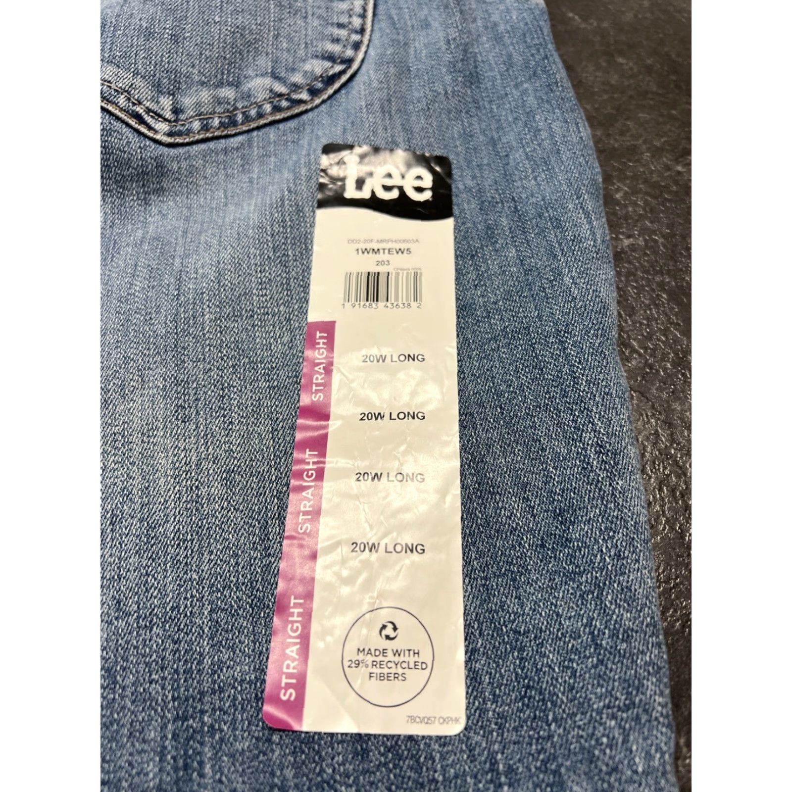Lee Lee Women's 20W Blue Straight Denim Jeans Regular Fit Mid Rise Size 42" / US 20 - 2 Thumbnail