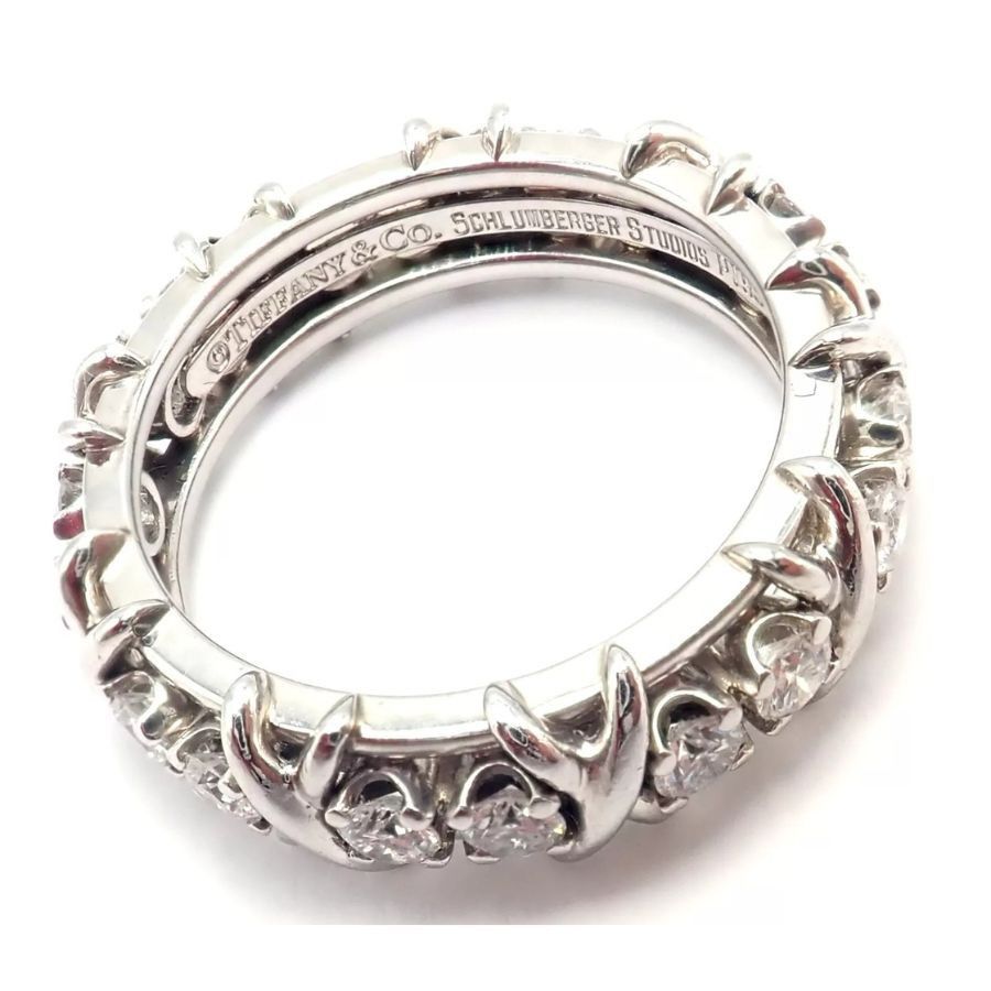 Tiffany & Co. Jean Schlumberger Platinum 16 Stone Diamond Band Ring Size ONE SIZE - 4 Thumbnail