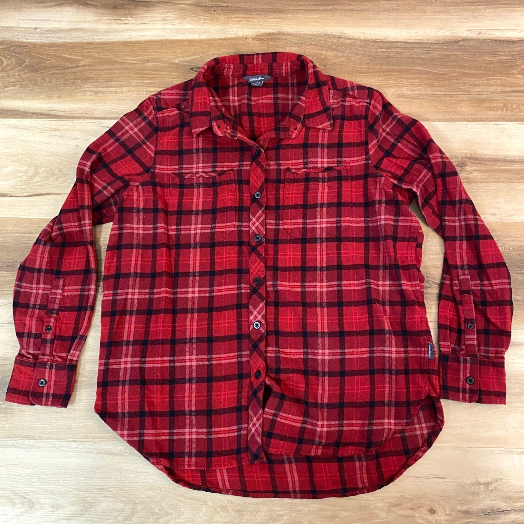 Eddie Bauer Eddie Bauer Women's Red Black Plaid Flannel Shirt Long Sleeve Button-Up L Womens Size L / US 10 / IT 46 - 2 Thumbnail