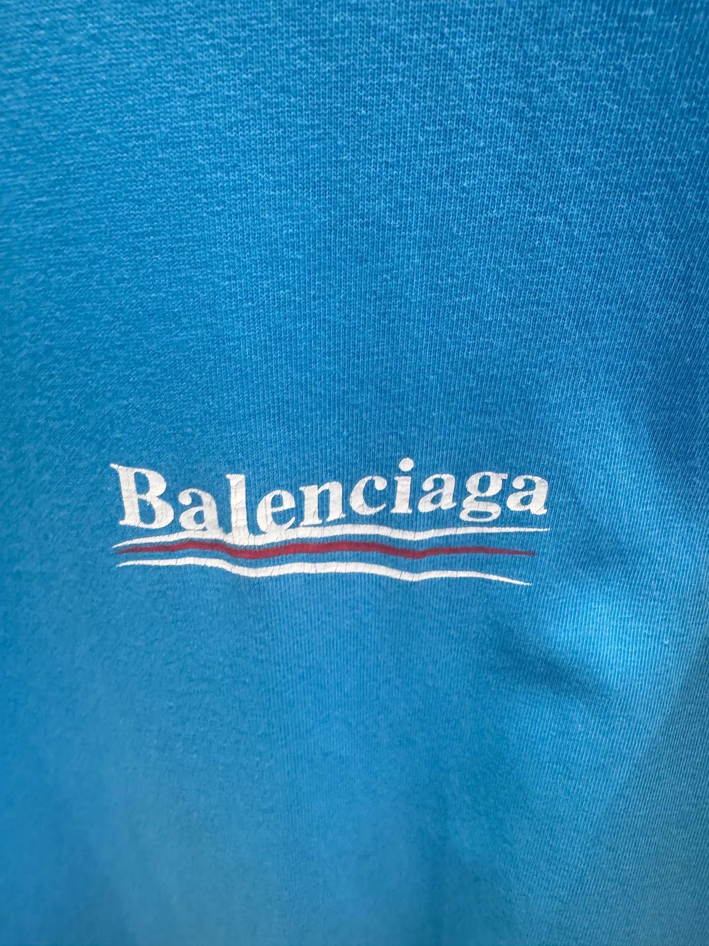 Balenciaga Balenciaga Blue Wave Logo Short Sleeve T-Shirt Size US S / EU 44-46 / 1 - 2 Thumbnail