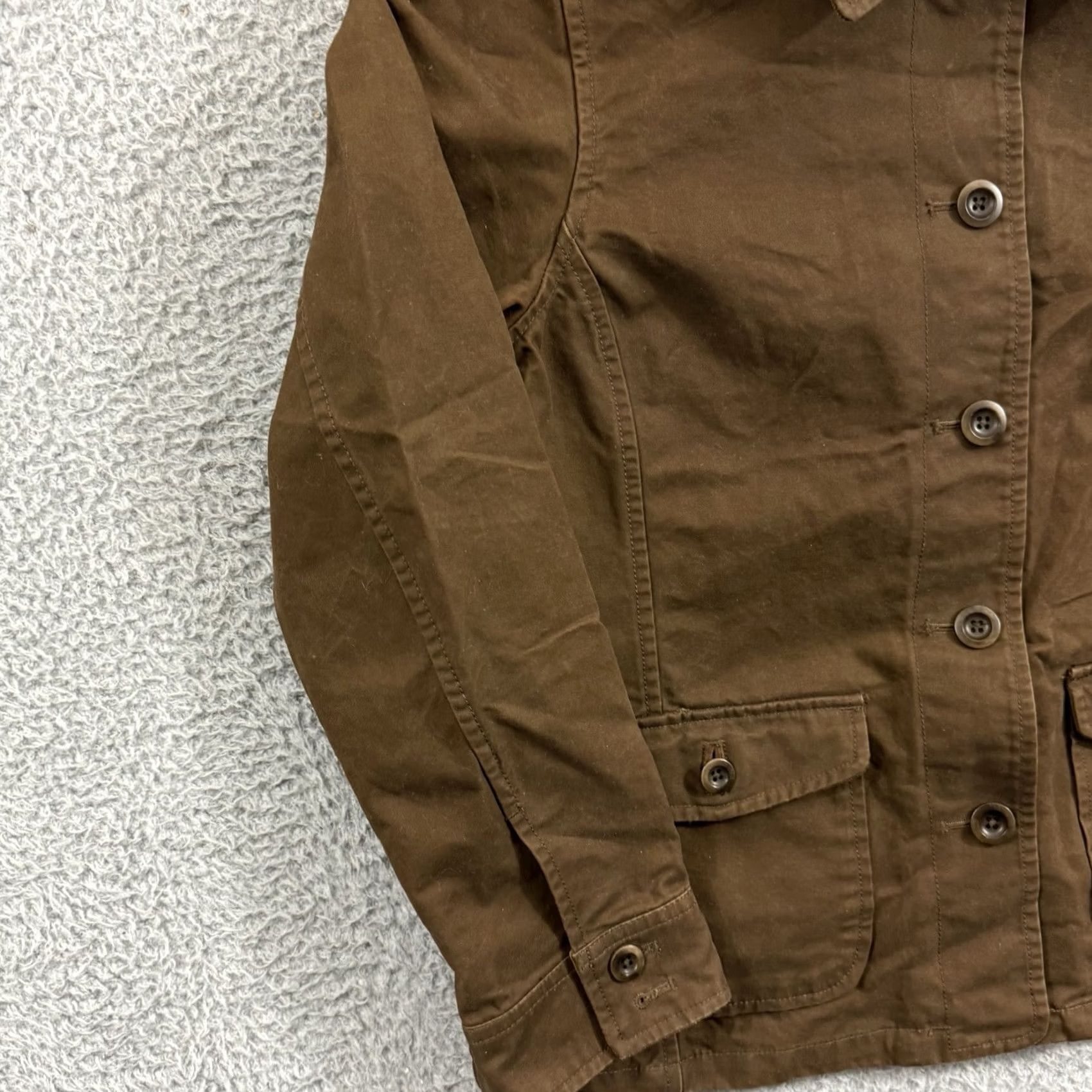 Lands' End Lands' End Jacket Womens Small Brown Waxed Chore Utility Button Outdoor Barn Cotton Canvas Belted Lined Mid-Length Long Sleeve Classic Fit Size S / US 4 / IT 40 - 4 Thumbnail