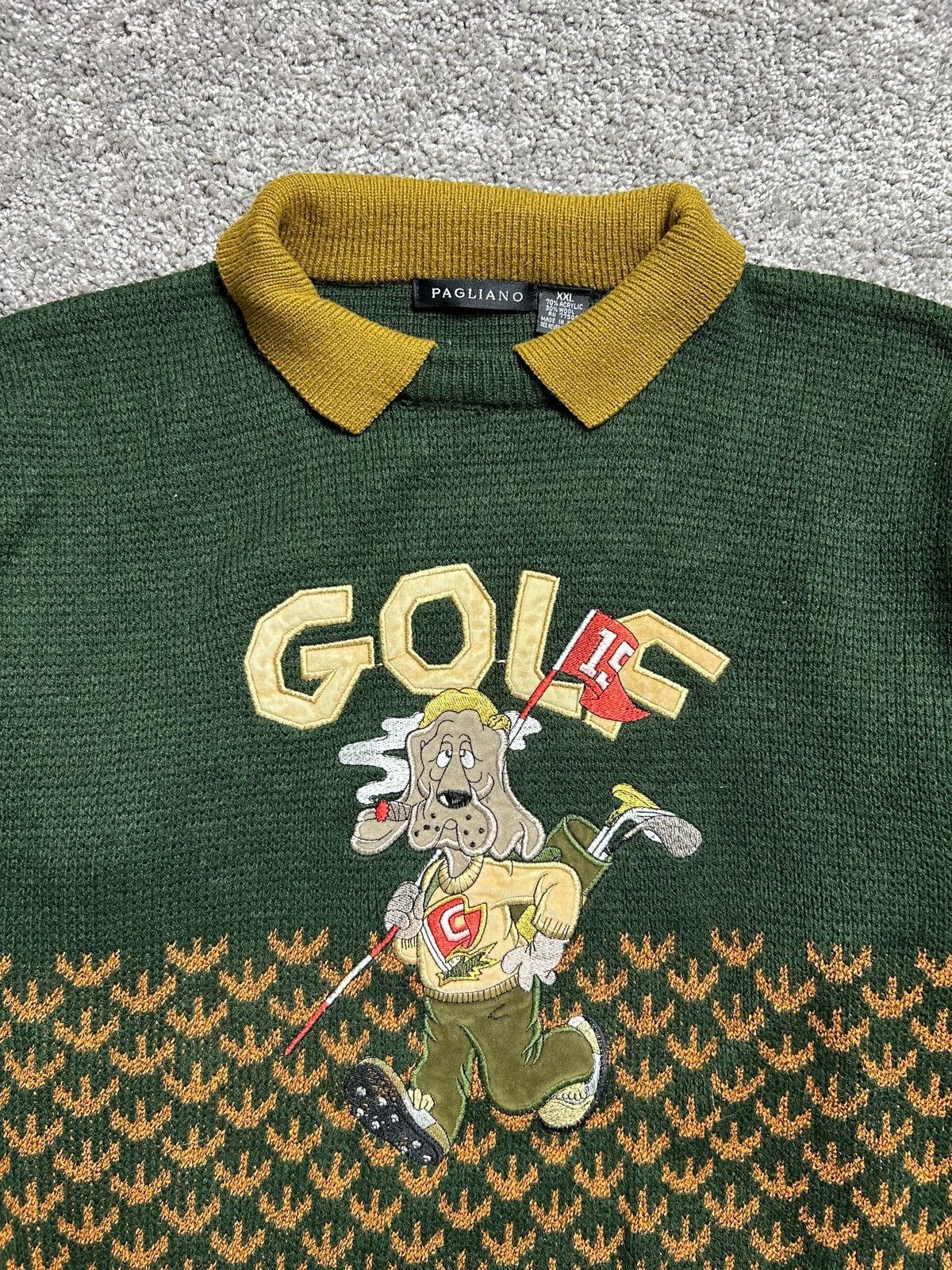 Vintage Vintage 80s Pagliano Wool Knit Embroidered Golf Sweater Size US XXL / EU 58 / 5 - 2 Thumbnail