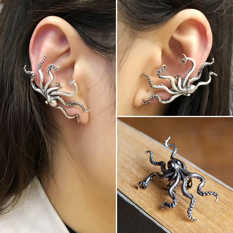 Jewelry Sea monster octopus Earrings One Pairs Chrome Jewelry Size ONE SIZE - 2 Thumbnail