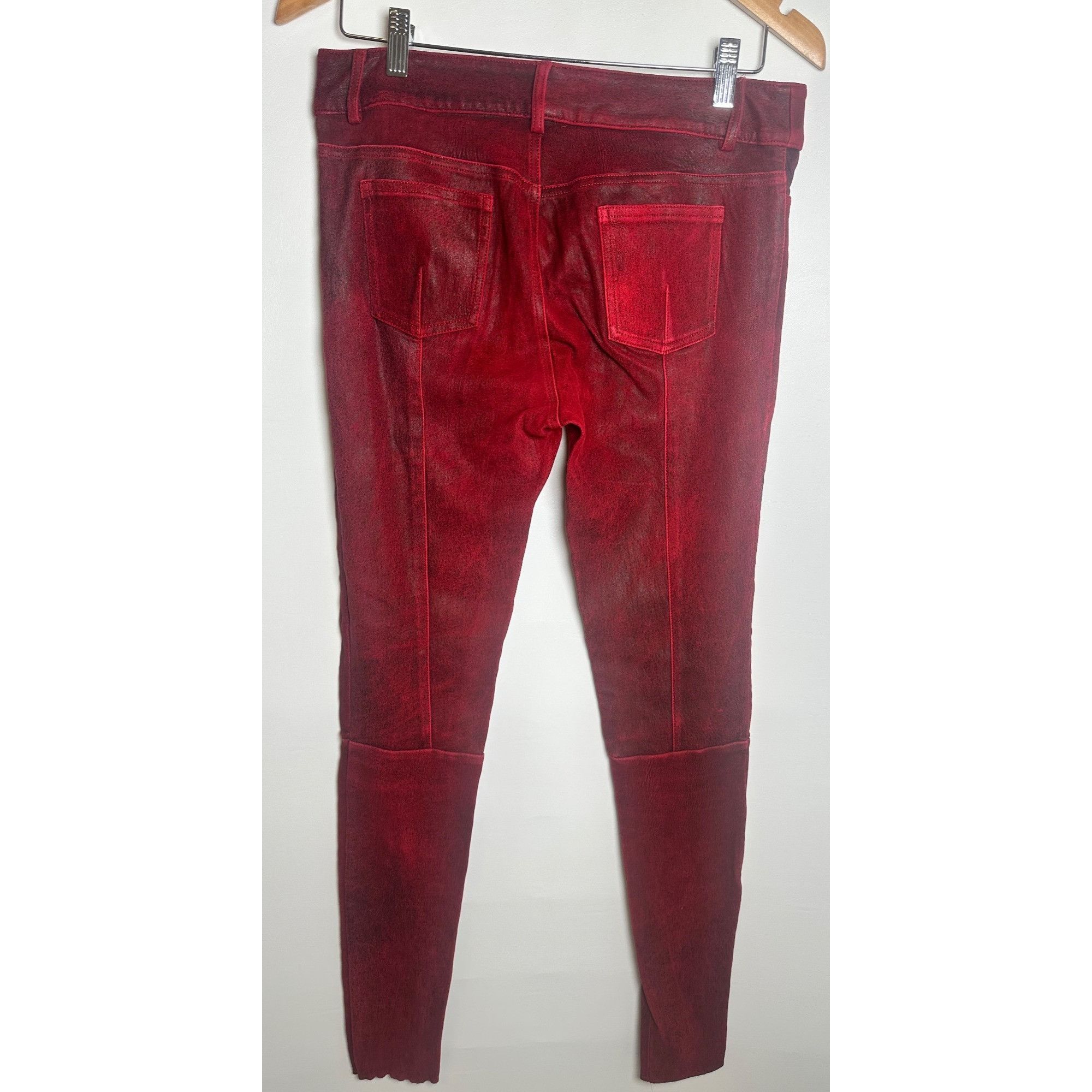 Other Gomez-Gracia London Unique Red Leather Pants, US8/UK14 Size 30" / US 8 / IT 44 - 4 Thumbnail