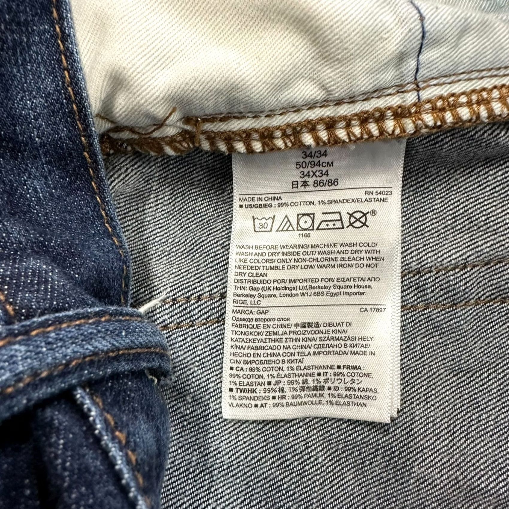 Gap Gap 1969 Jeans Men’s 34x34 Blue Denim Stretch Regular Slim Fit 5-Pocket Denim Pants Jeans Blue Men’s Jeans Size US 34 / EU 50 - 5 Thumbnail