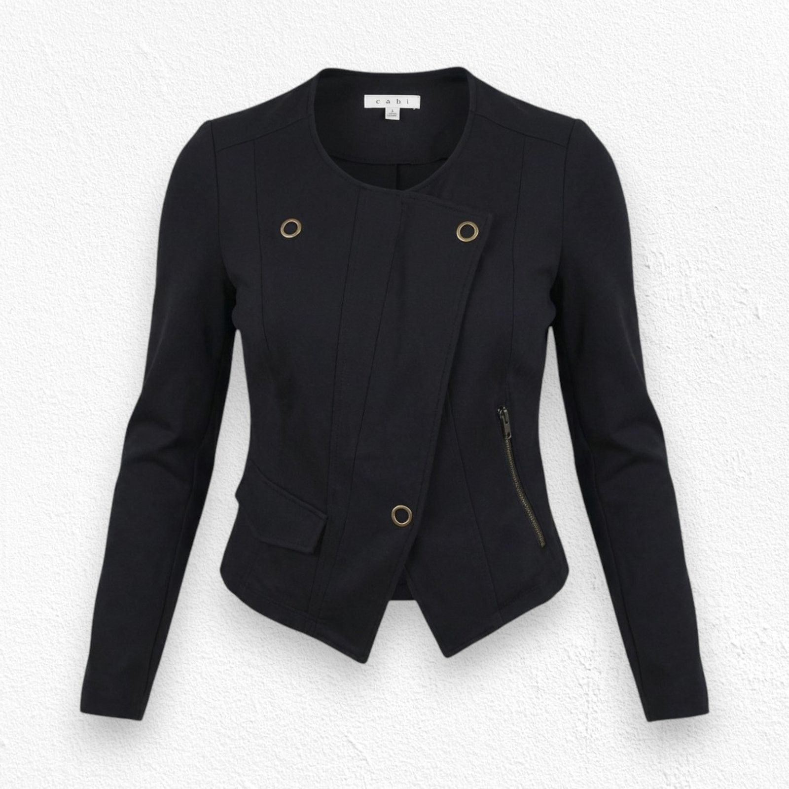 Other Y2K Black Ponte Asymmetrical Moto Knit Jacket Size Small Size S / US 4 / IT 40 - 1 Thumbnail