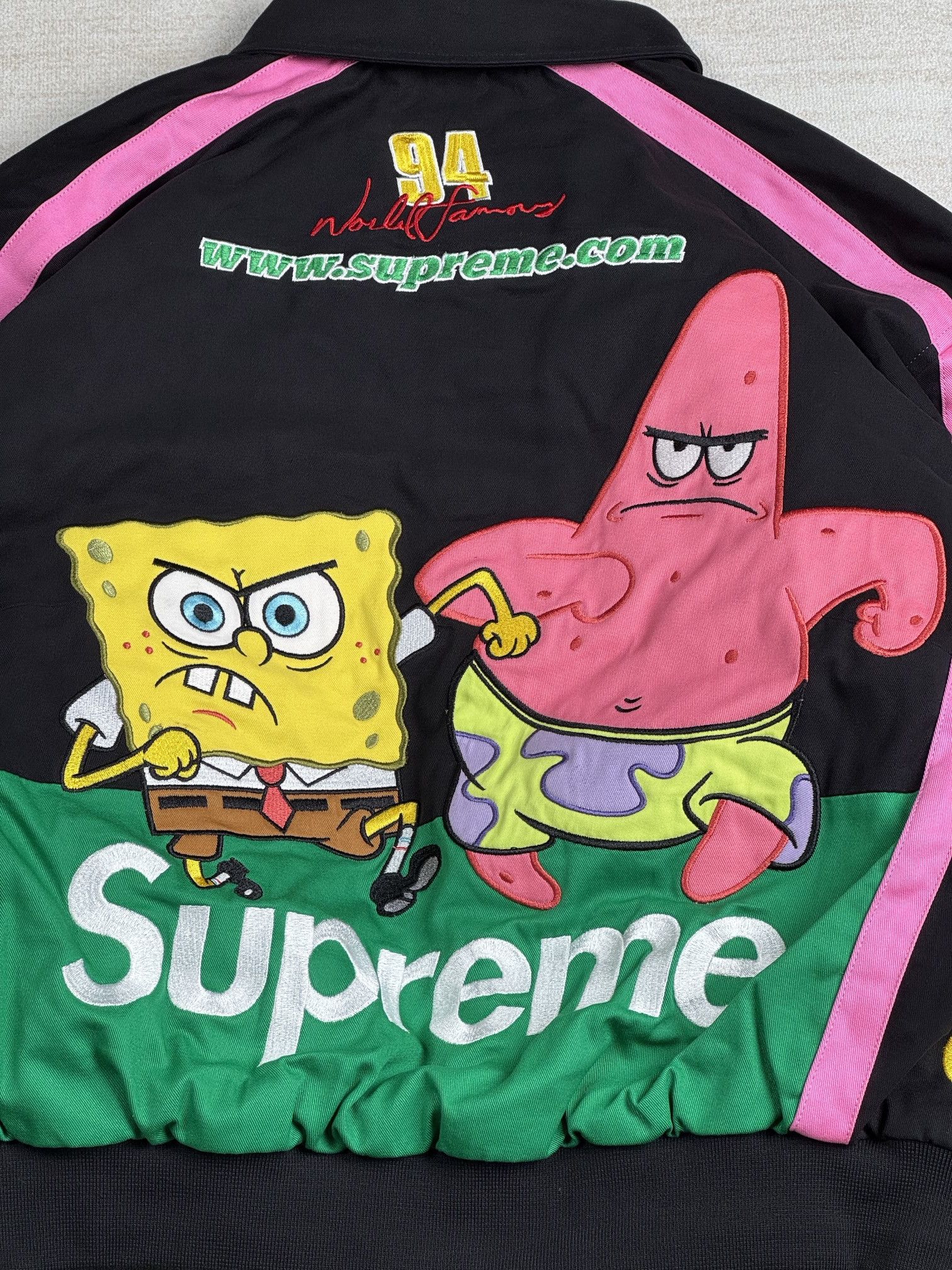 Supreme SpongeBob SquarePants Jeff Hamilton Racing Jacket