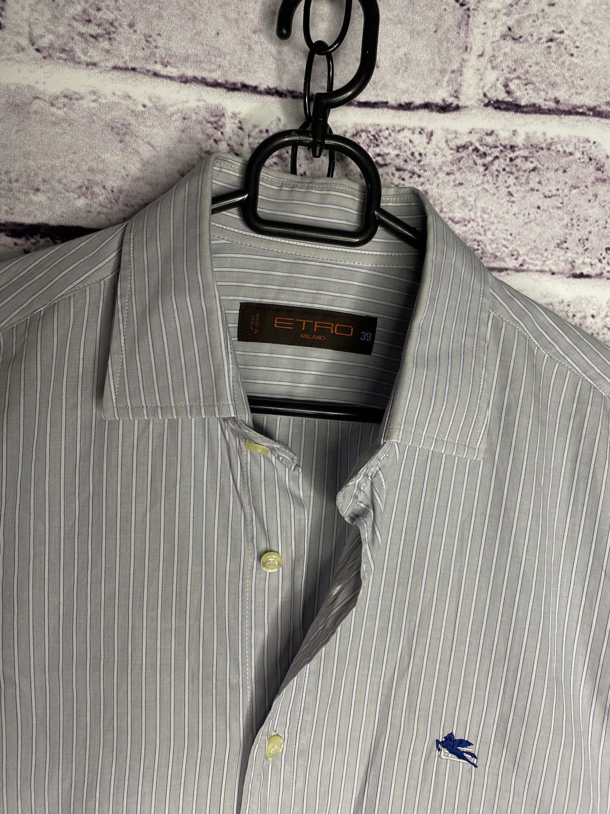 Etro Mens Vintage Gray Etro Luxury Striped Shirts Button Up Size US M / EU 48-50 / 2 - 3 Thumbnail