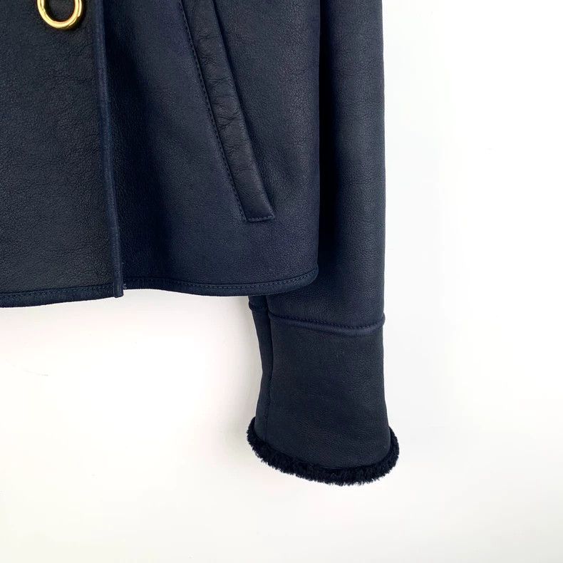 Loewe Loewe Dark blue collar long sleeve fur jacket Size S / US 4 / IT 40 - 4 Thumbnail