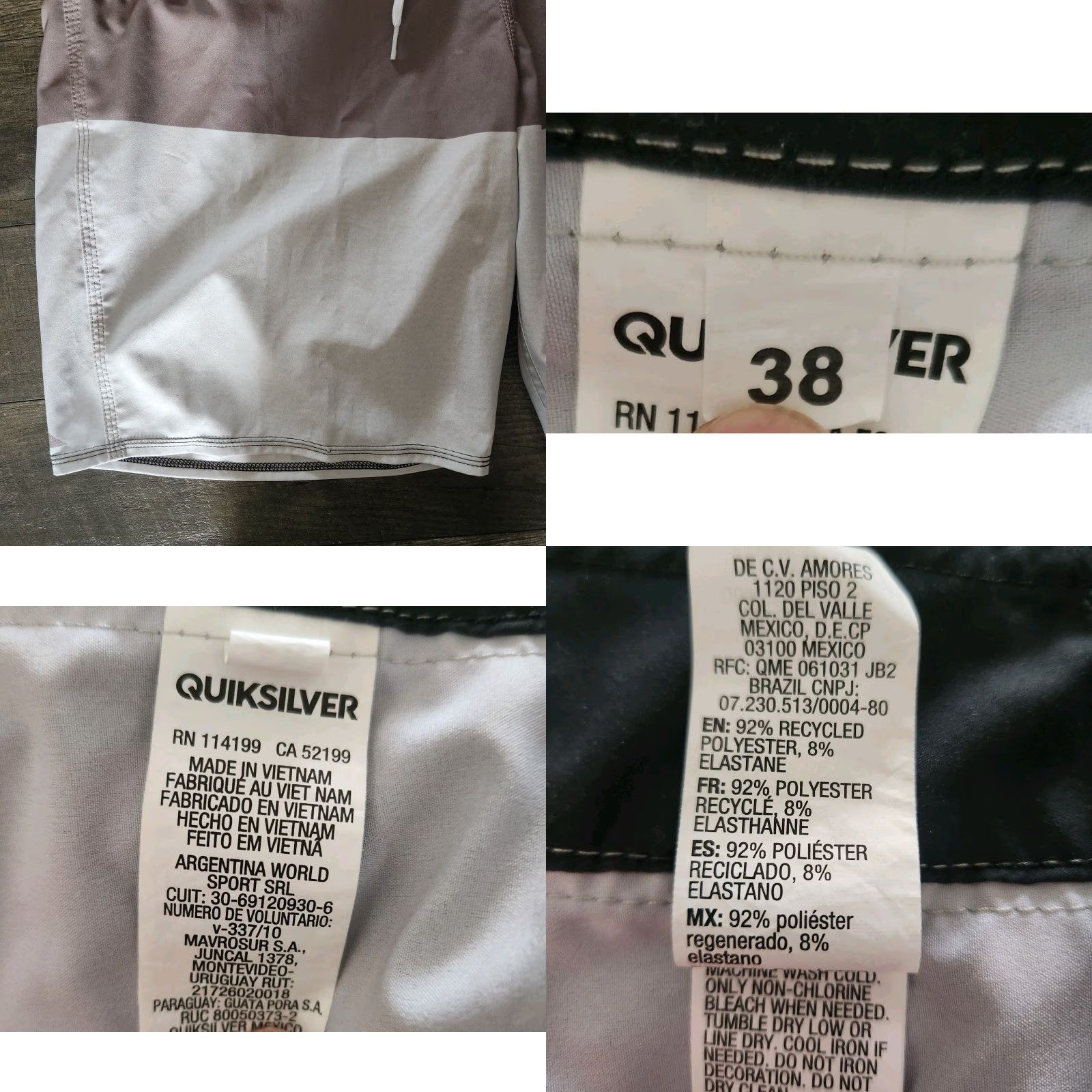 Quiksilver Quiksilver Board Shorts Mens 38 Gray Colorblock Swimming Beach Stretch Bottom Mens Size US 38 / EU 54 - 9 Thumbnail