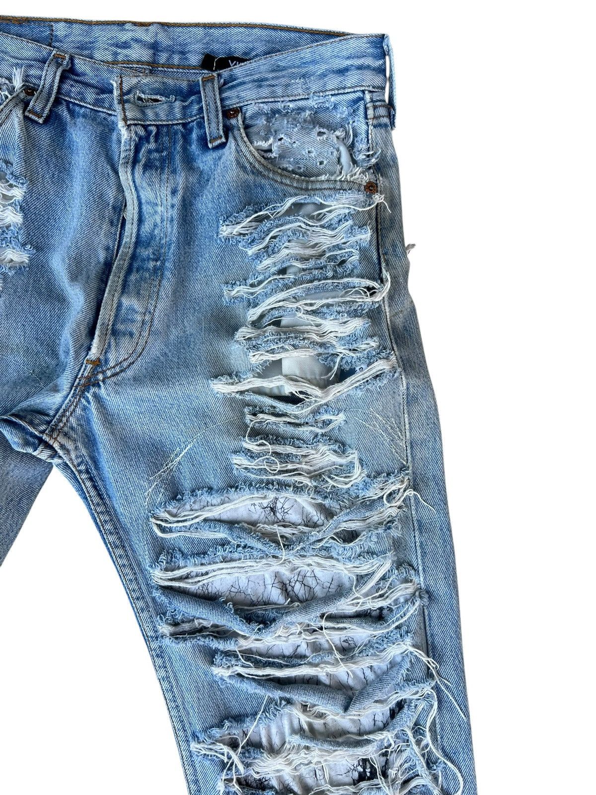 Vinti Andrews Vinti Andrews X Levi’s 501 Trashed Distressed Denim Jeans Size US 30 / EU 46 - 8 Thumbnail