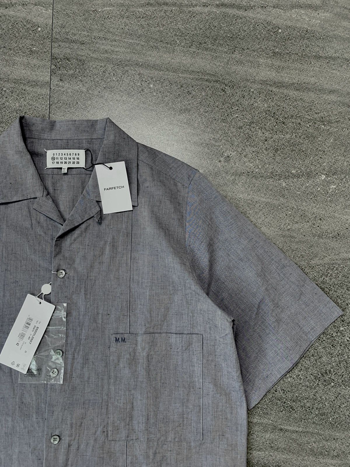Maison Margiela FREE TAX! BNWT MM Embroidery Linen Blend Camp Collar Shirt Size US M / EU 48-50 / 2 - 3 Thumbnail