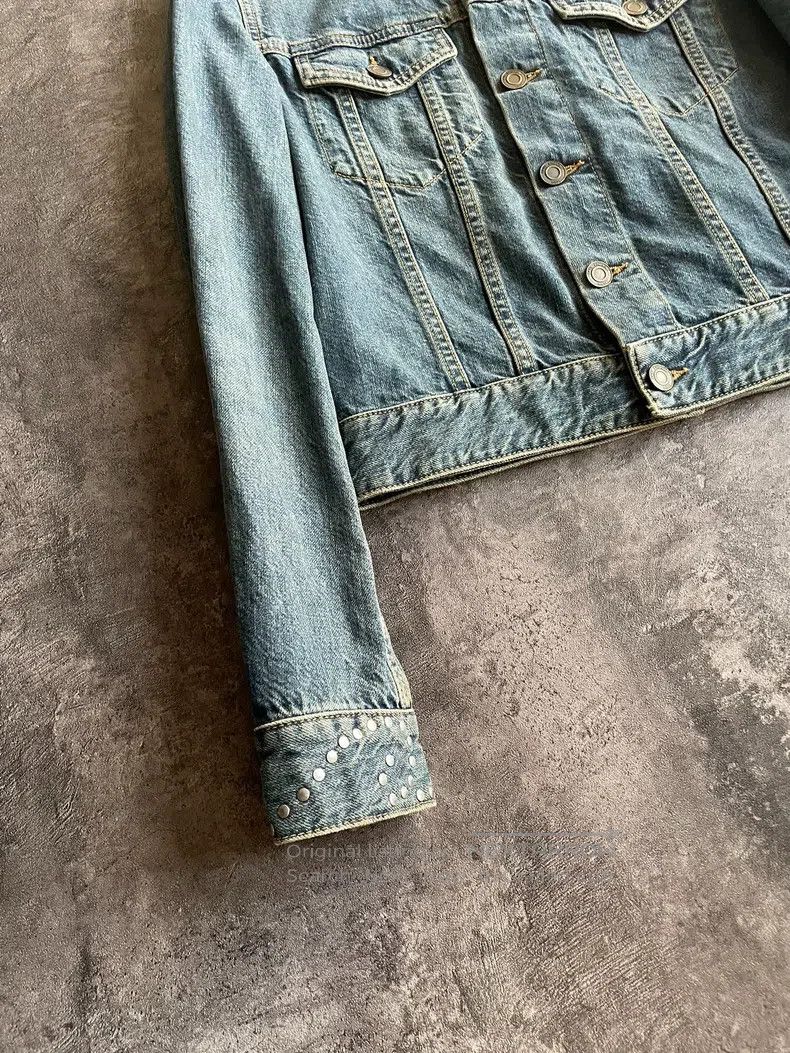 Saint Laurent Paris Saint Laurent Paris Crystal Note Print Denim Jacket Size US M / EU 48-50 / 2 - 3 Thumbnail
