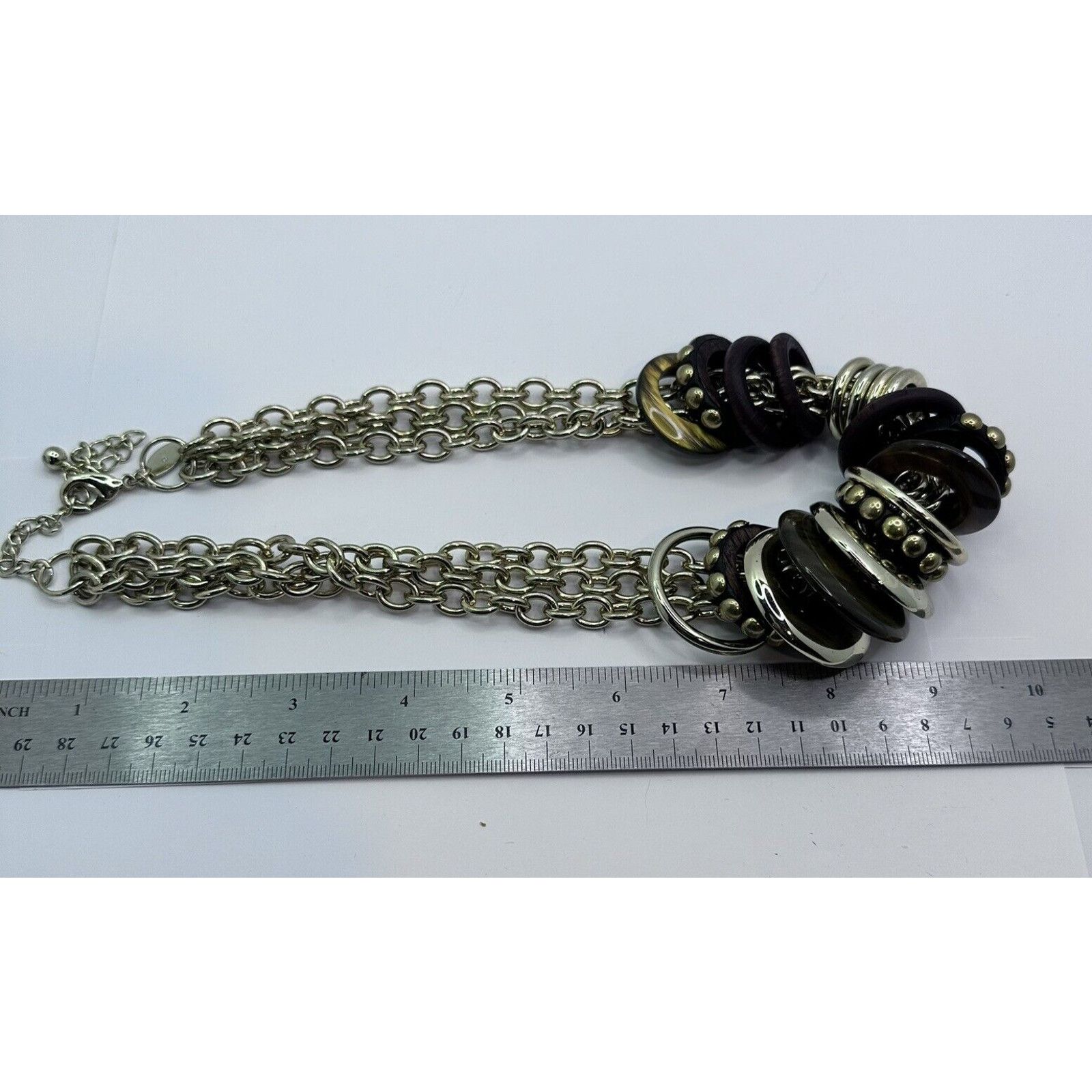 Chicos CHICO'S Jenny Neutral Faux Tortoise Shell and Wood Necklace Size ONE SIZE - 5 Thumbnail