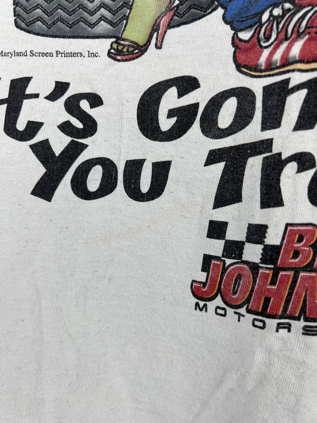 Vintage Vintage 1999 TITS or TIRES Big Johnson motorsports tee Size US XXL / EU 58 / 5 - 5 Thumbnail