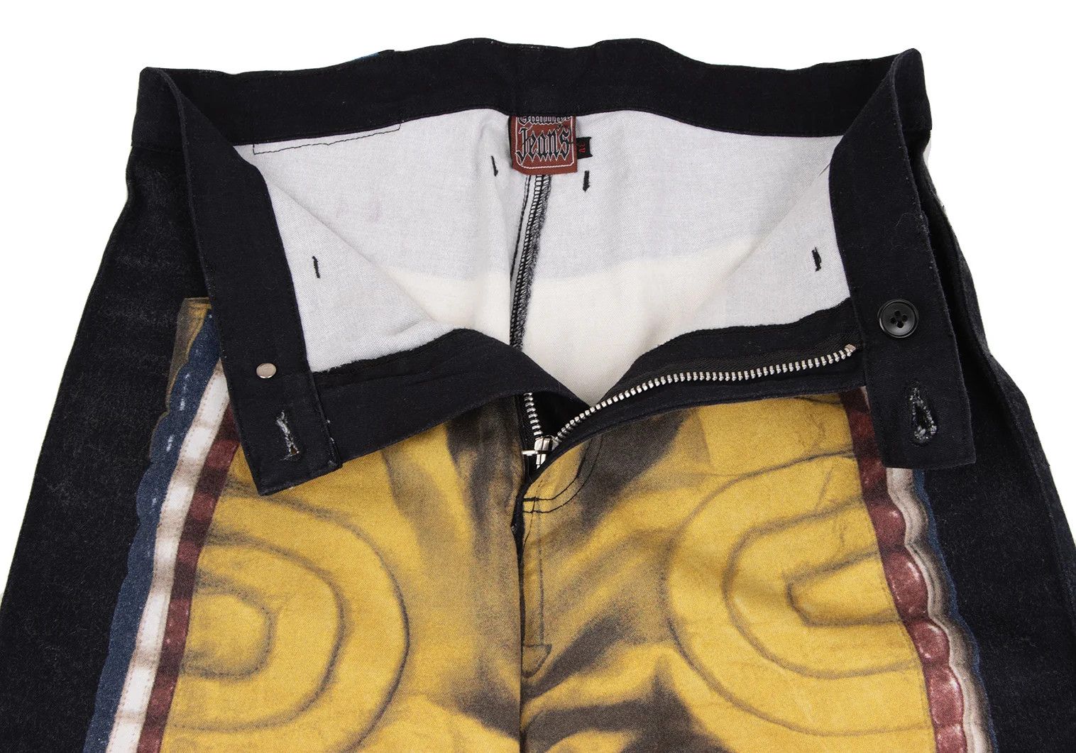 Jean Paul Gaultier Biker Pants with Transfer Design in Navy Yellow Size US 32 / EU 48 - 7 Thumbnail