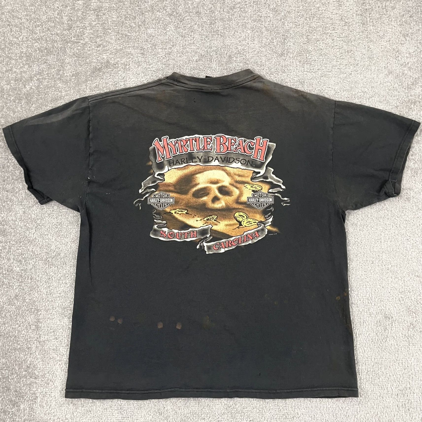 Harley Davidson VINTAGE Harley-Davidson Shirt Men L Black Graphic Print Skull Logo Short Sleeve Crew Neck 2000s Mens Size US L / EU 52-54 / 3 - 2 Thumbnail