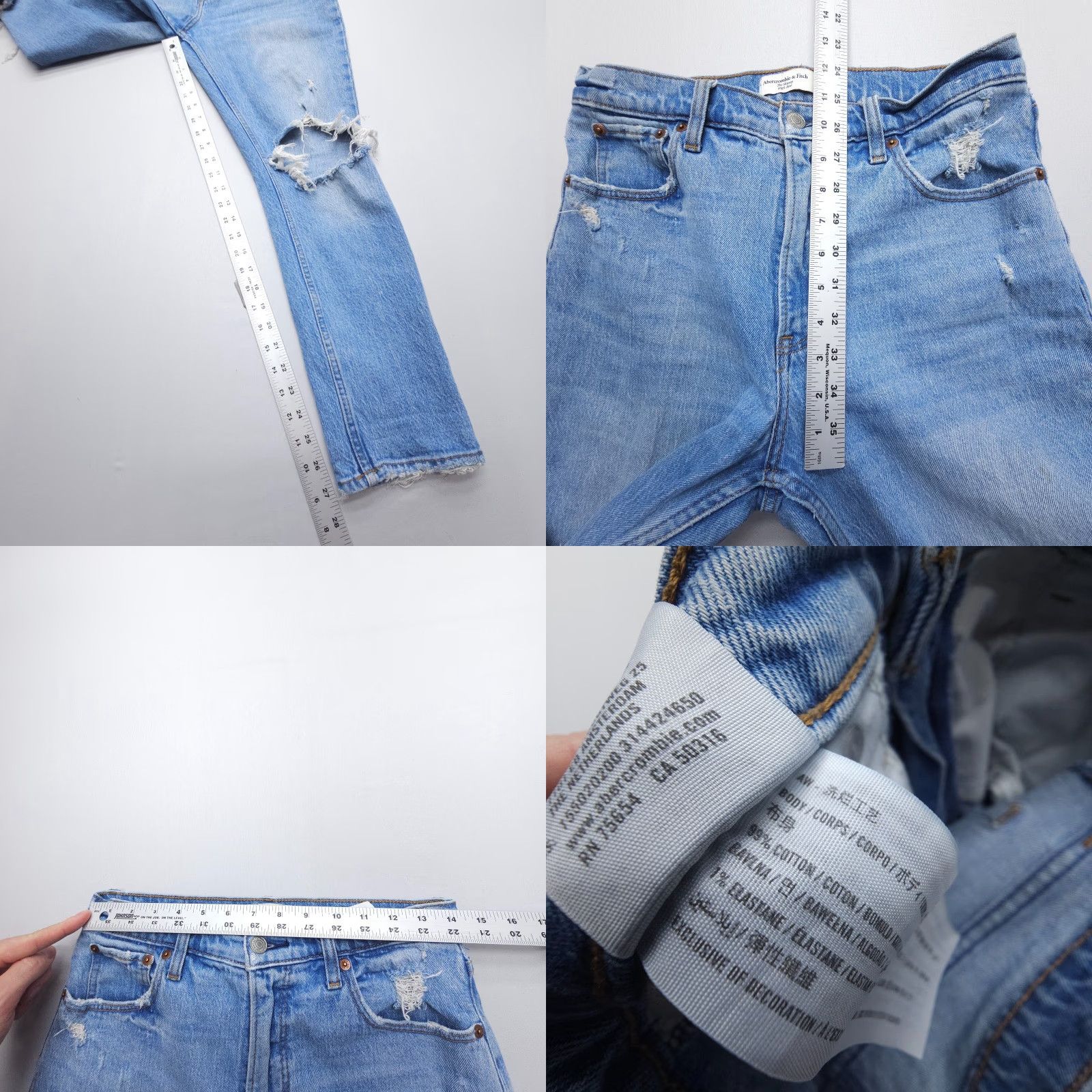 Abercrombie & Fitch Abercrombie & Fitch High Rise Skinny Jeans Size 6 / 28 Blue Distressed Denim Women Regular Material Cotton Blend 5-Pocket Size 28" / US 6 / IT 42 - 8 Thumbnail