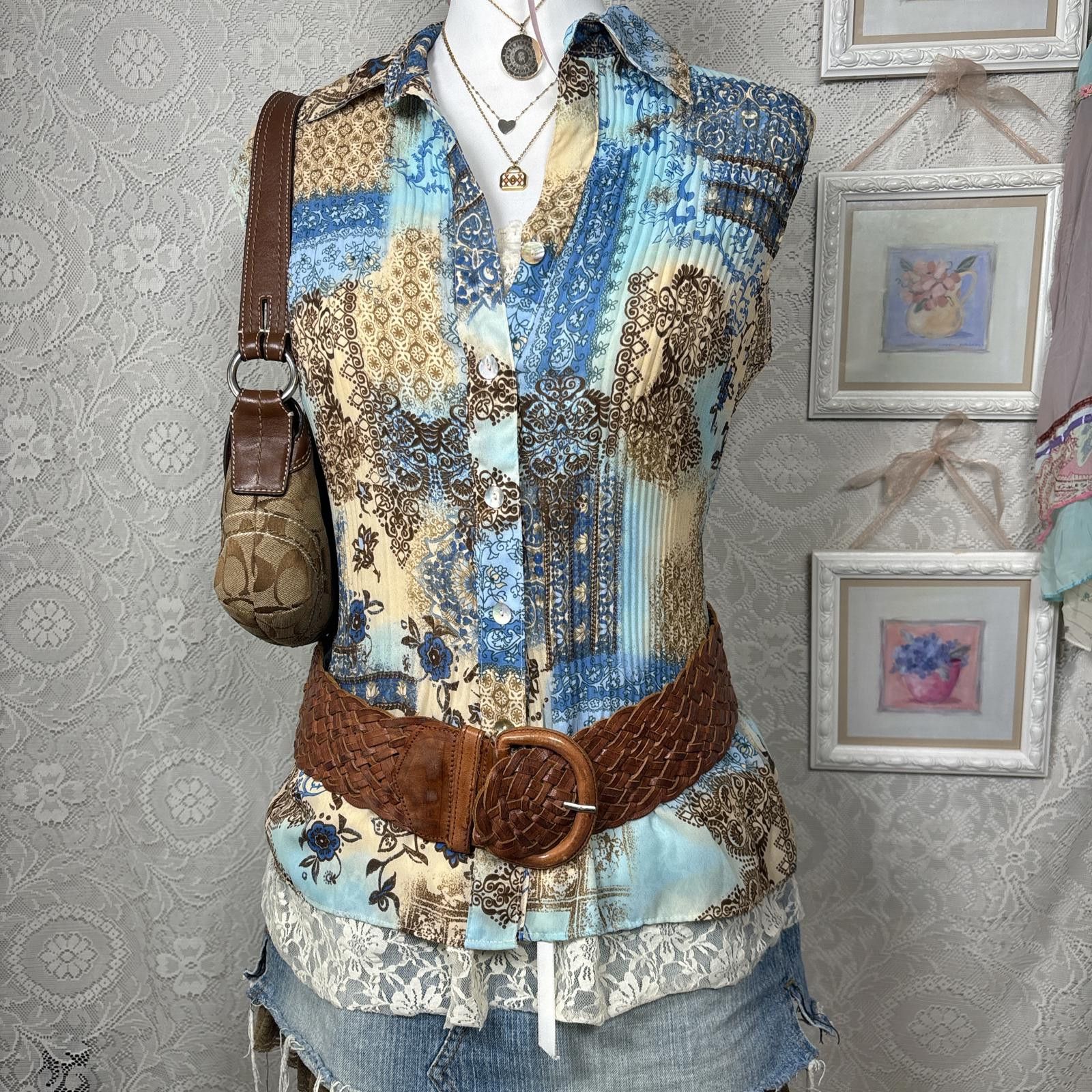 Other y2k fairy core blue button up blouse top Size S / US 4 / IT 40 - 6 Thumbnail