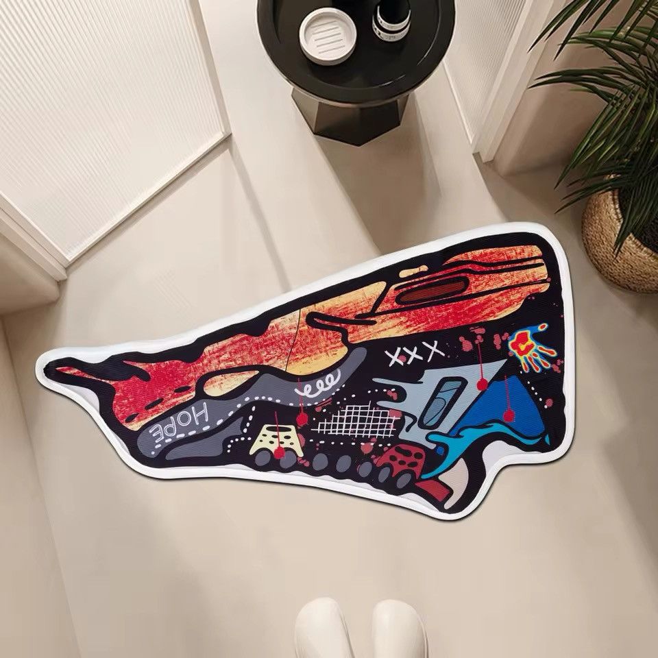 Handmade Handmade Sneaker Print Graffiti Carpet Rug Size ONE SIZE - 4 Thumbnail