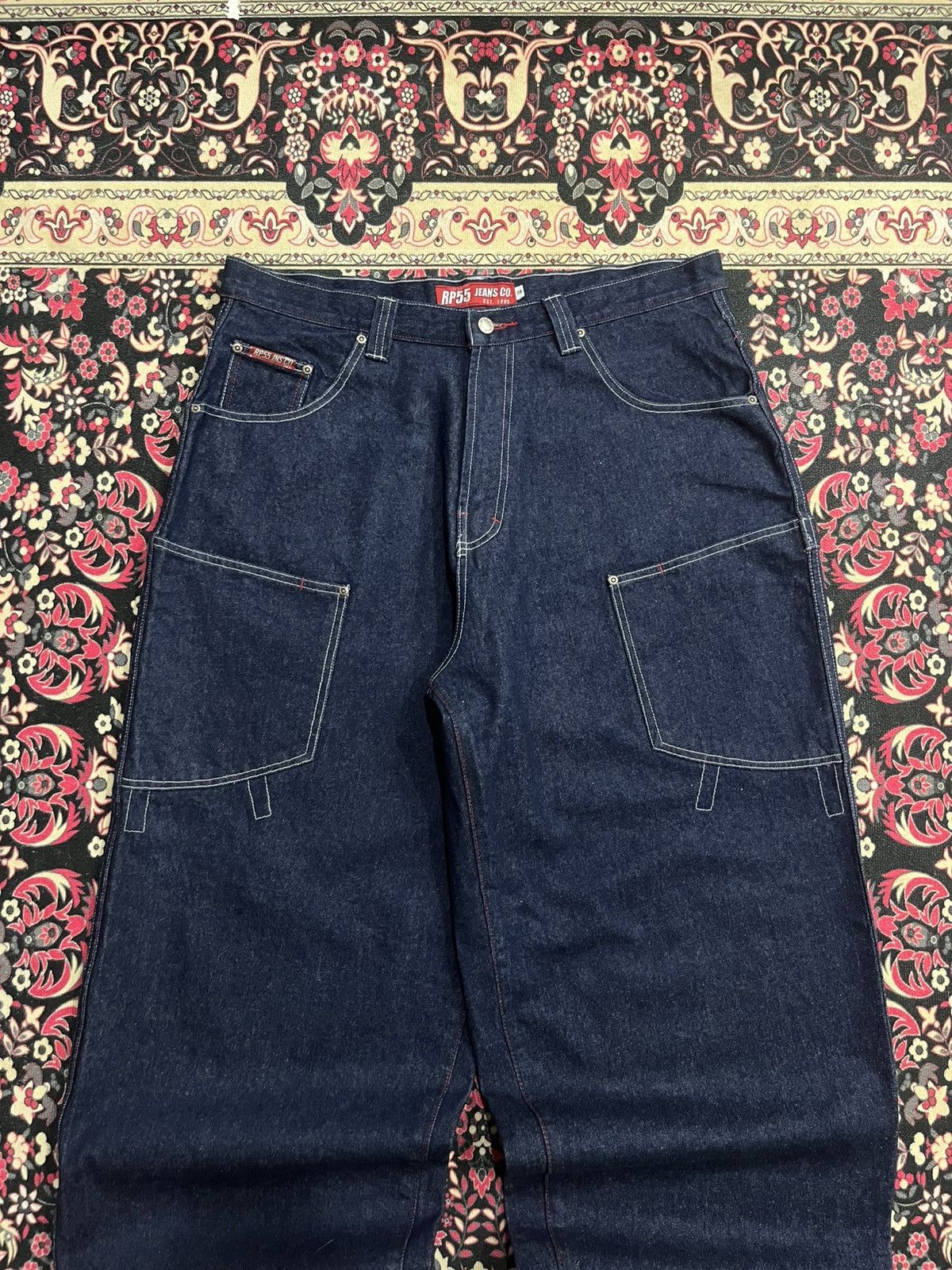 JNCO ⚡️Baggy⚡️Vintage RP55 Indigo Washed Repaired Extra Baggy Jeans Size US 38 / EU 54 - 3 Thumbnail