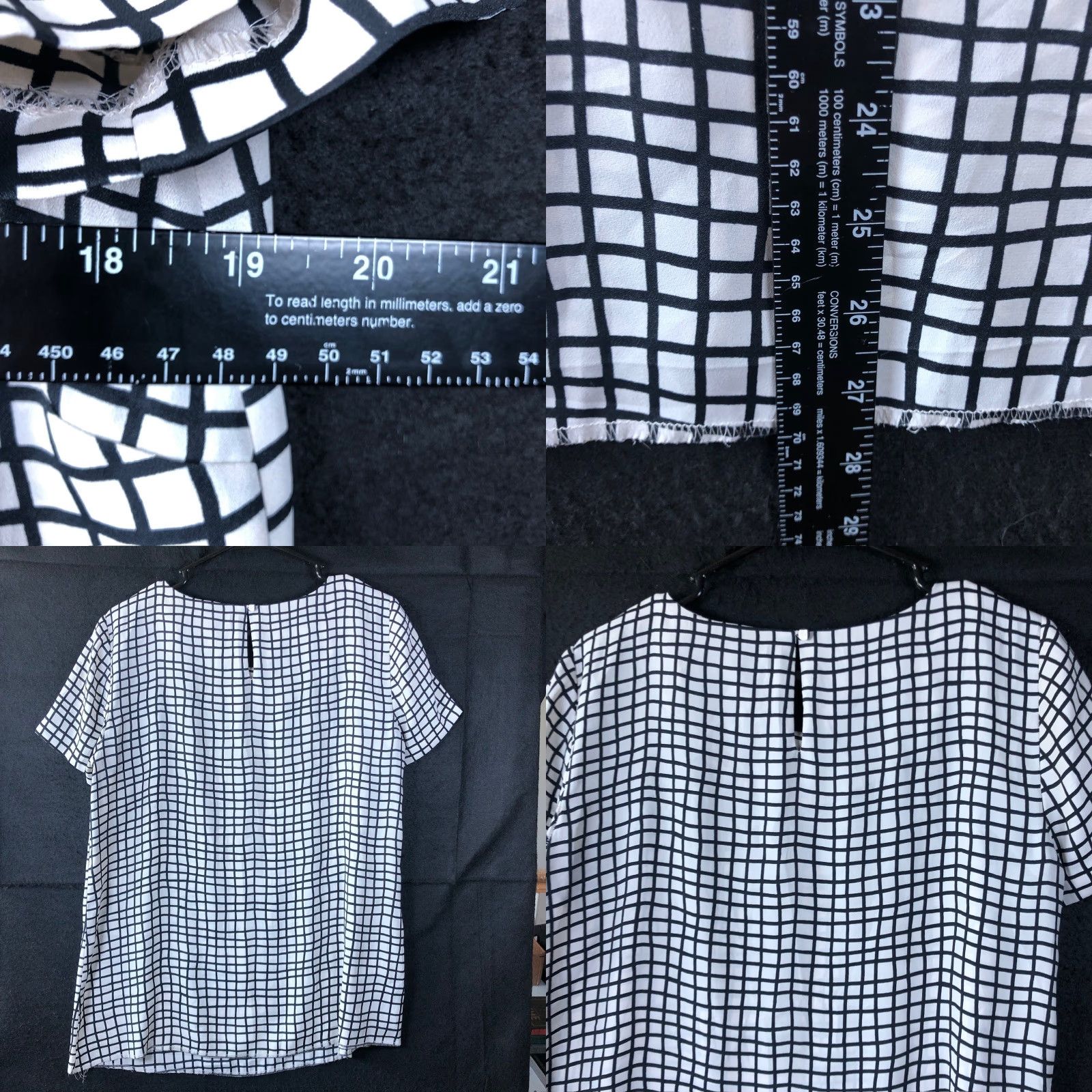 Loft LOFT Ann Taylor Womens Blouse White Black Short Sleeve Round Neck Medium Size M / US 6-8 / IT 42-44 - 8 Thumbnail