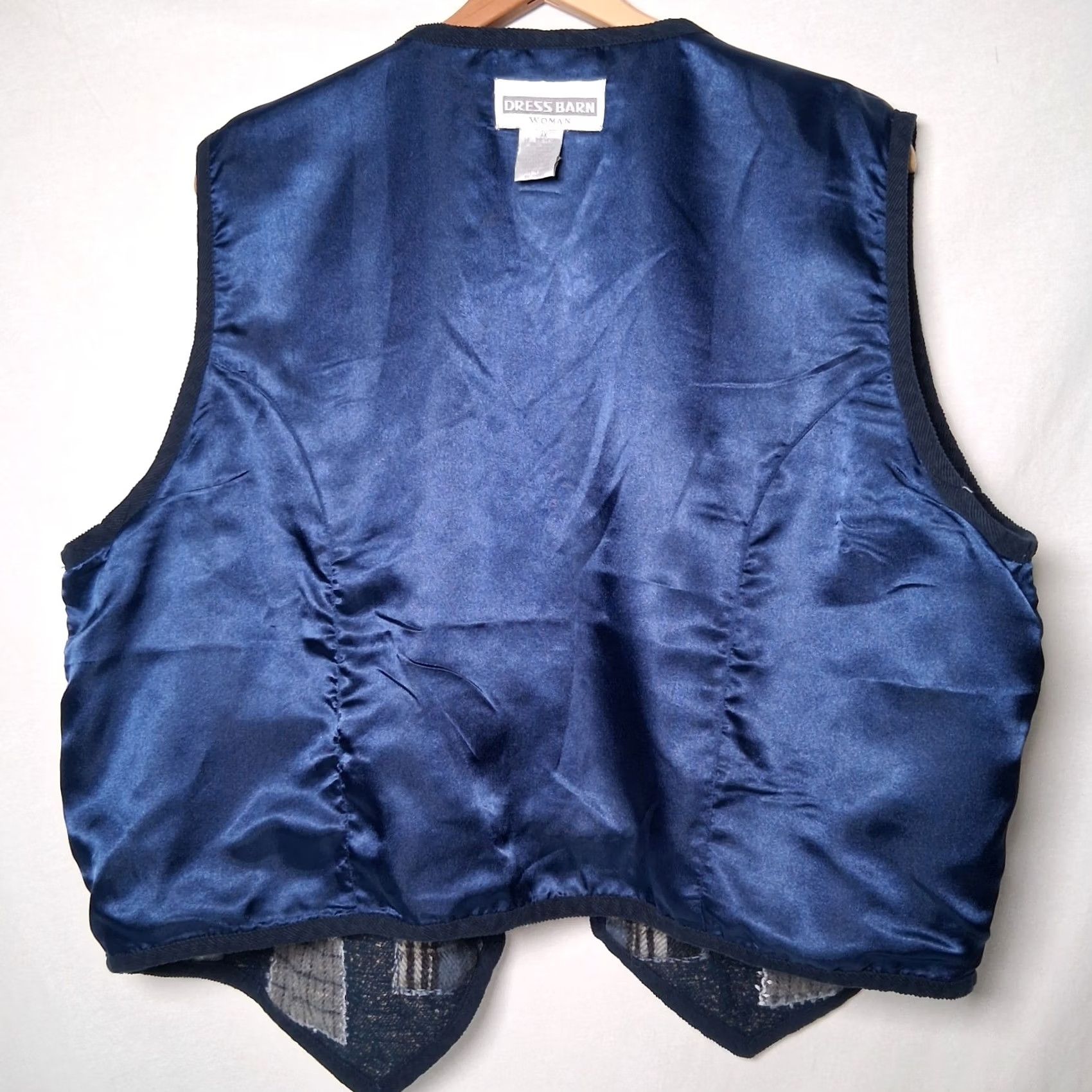 Vintage VINTAGE Dressbarn Vest Blue Plus Size 3X Patchwork Wool Leather Blend Boho Size XXL / US 16-18 / IT 52-54 - 3 Thumbnail