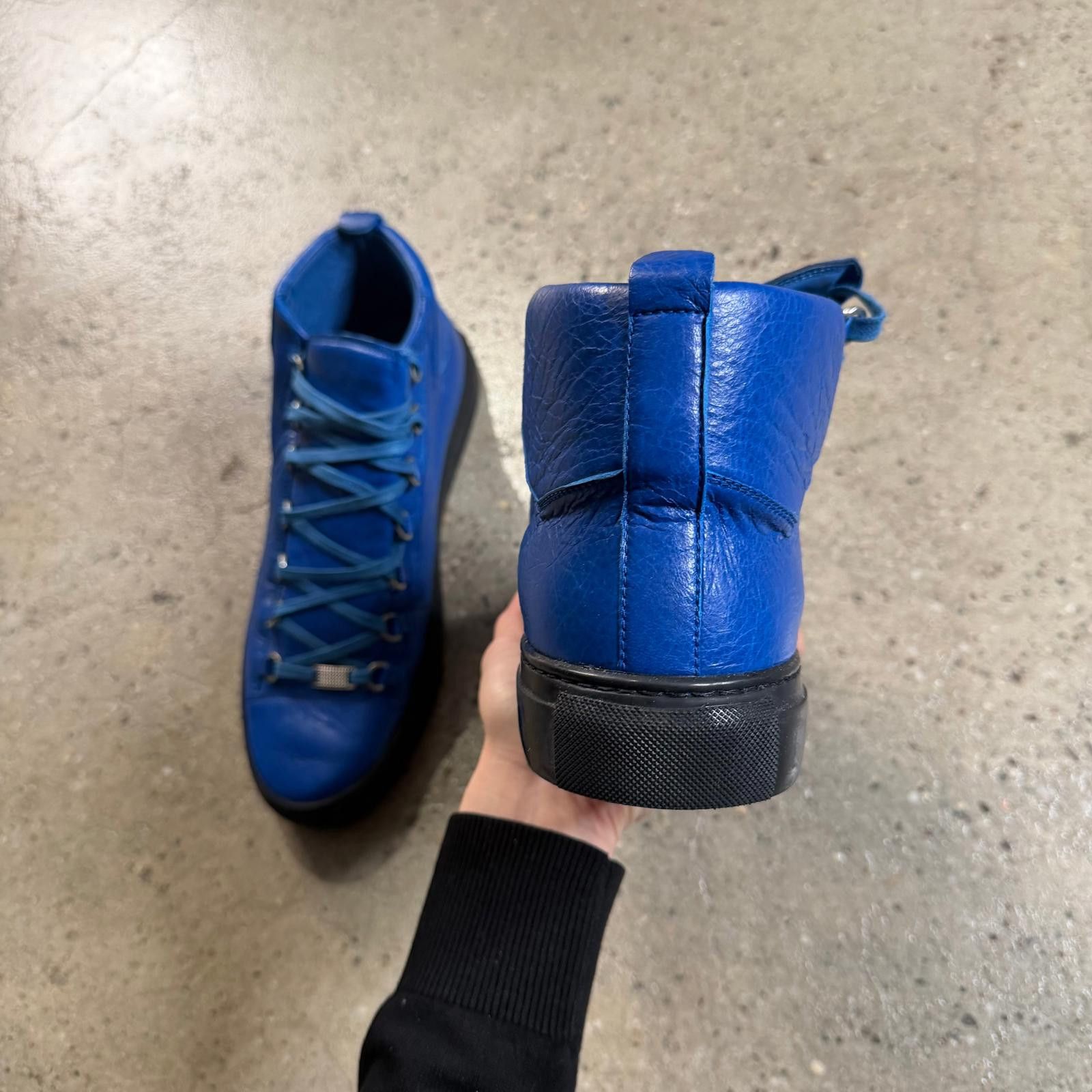 Balenciaga Balenciaga Leather Arena Sneakers (Blue) Size US 12 / EU 45 - 5 Thumbnail