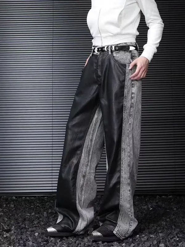 Japanese Brand VIBE vintage contrast patchwork baggy casual pants Size US 34 / EU 50 - 4 Thumbnail