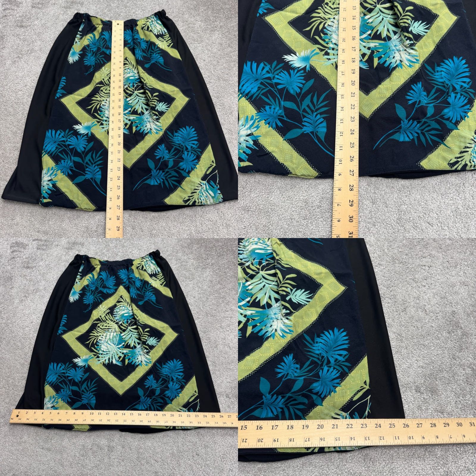 Vintage VINTAGE Clio Floral Midi Skirt Womens M Blue Green 90s Boho Casual Size M / US 6-8 / IT 42-44 - 8 Thumbnail
