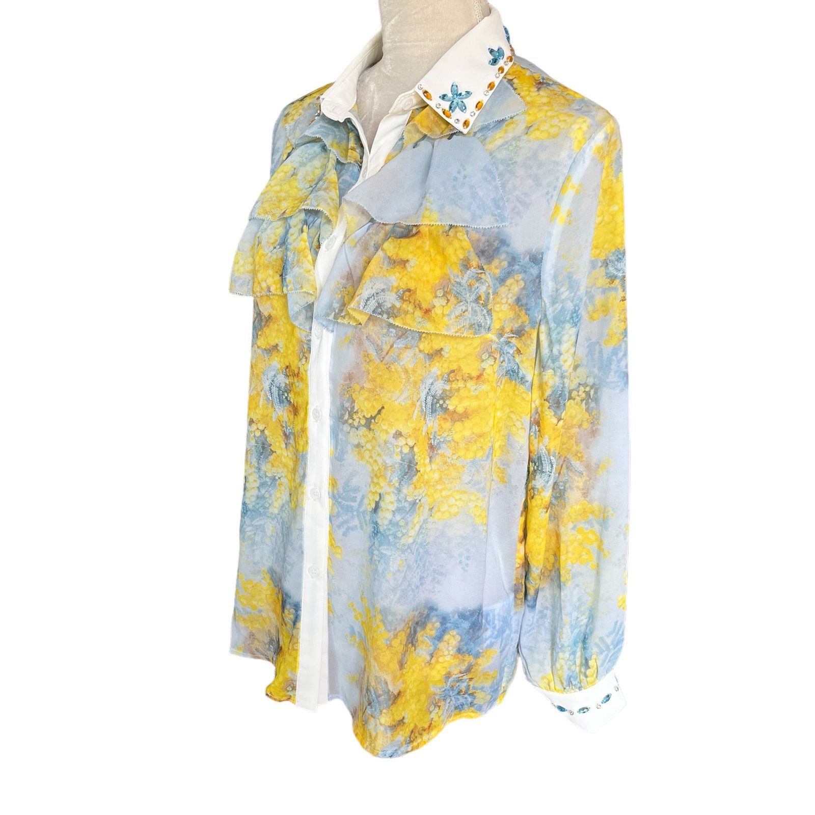 Other UVM Blouse Button Down Semi Sheer L Crystals Boho Retro Size L / US 10 / IT 46 - 5 Thumbnail