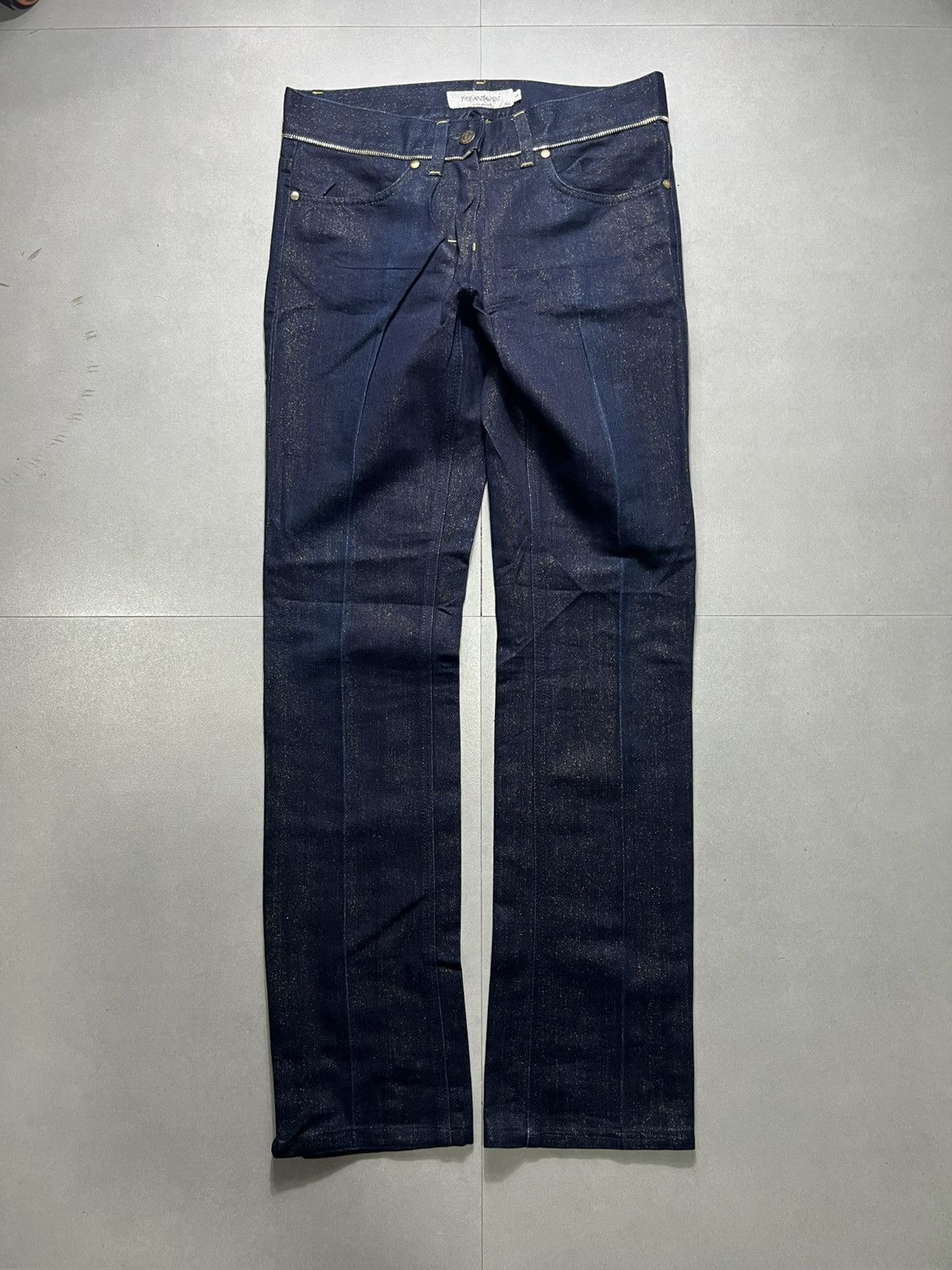 Yves Saint Laurent Yves Saint Laurent - Navy Sparkle Denim Zipper Size 26" / US 2 / IT 38 - 1 Thumbnail