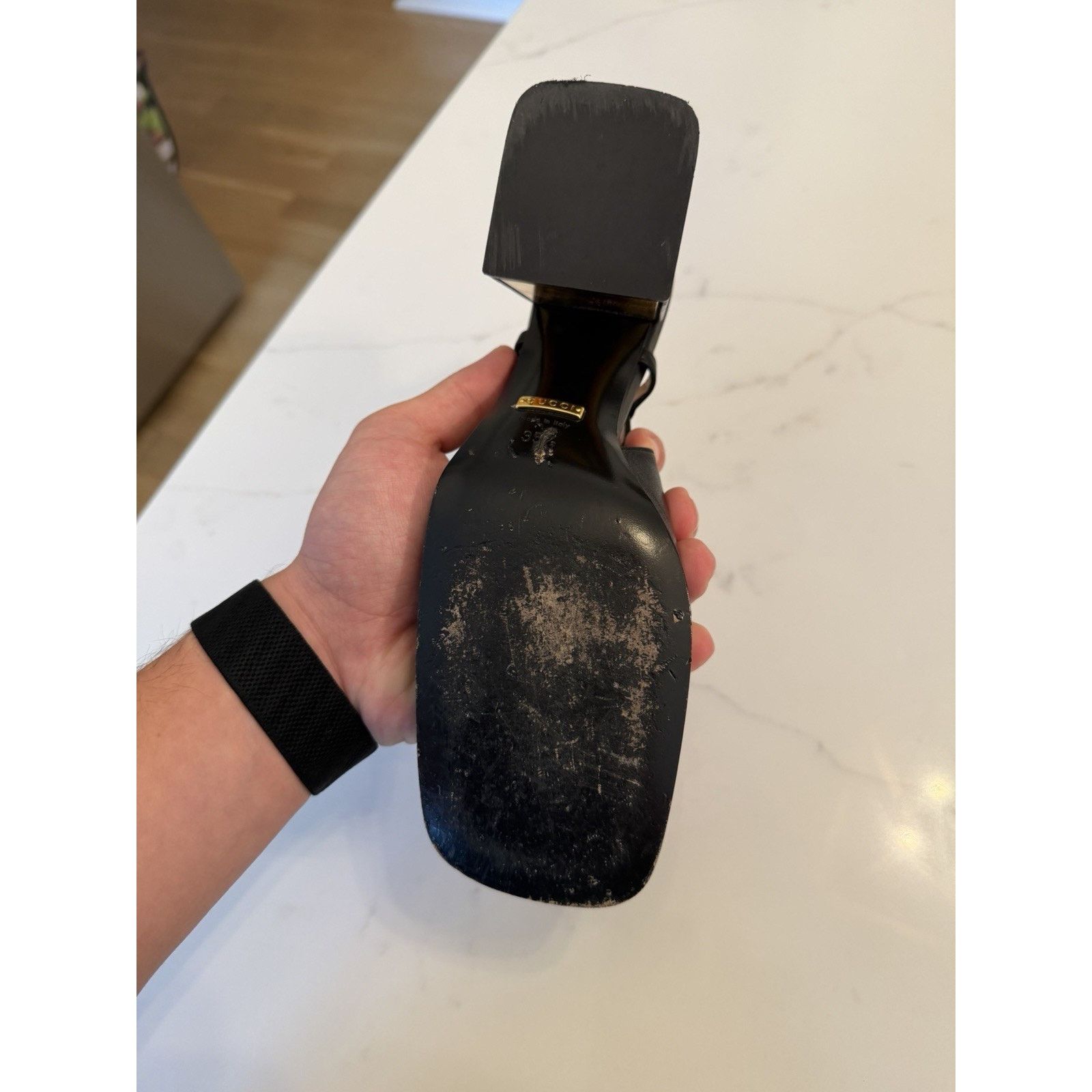 Gucci GUCCI Baby Horsebit Slingback Leather Pump Black EU 35 1/2 Size US 5.5 / IT 35.5 - 5 Thumbnail