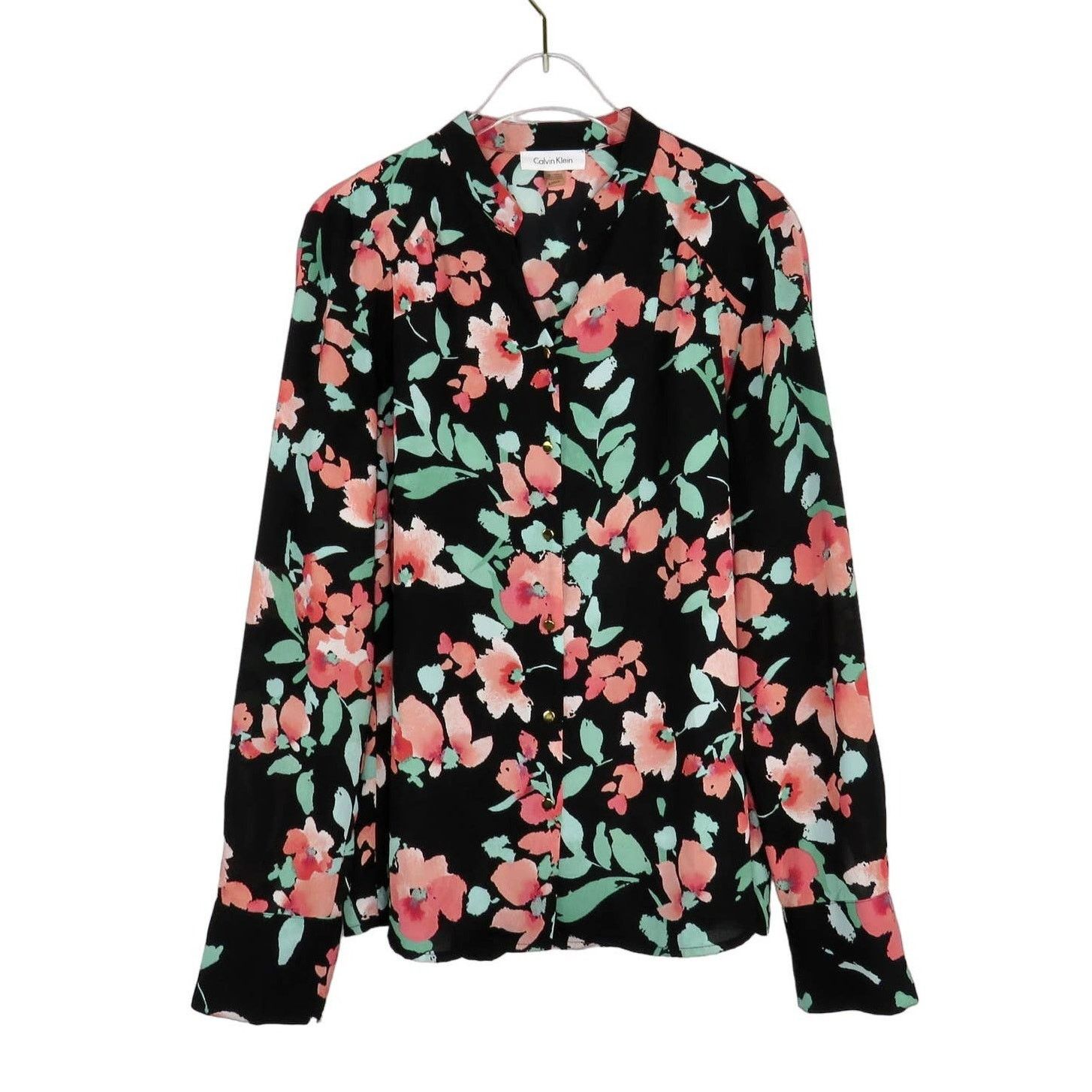 Calvin Klein Calvin Klein Floral Button Down Blouse Pink Small Size S / US 4 / IT 40 - 1 Thumbnail