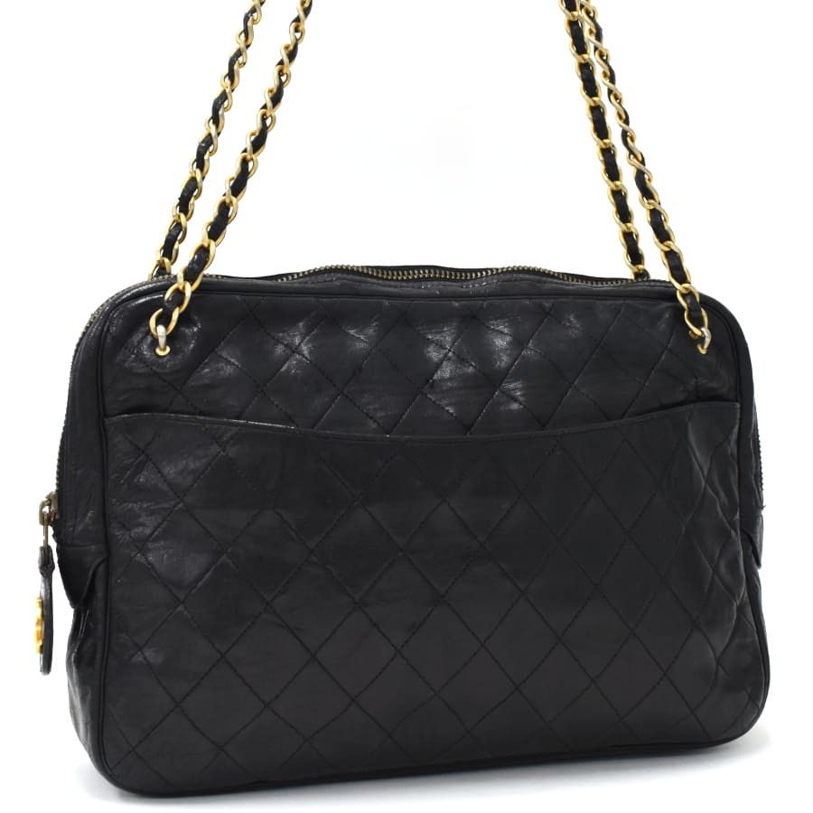 image of Gucci Chanel Chain Shoulder Bag Matelasse Coco Mark Leather Black, Women's
