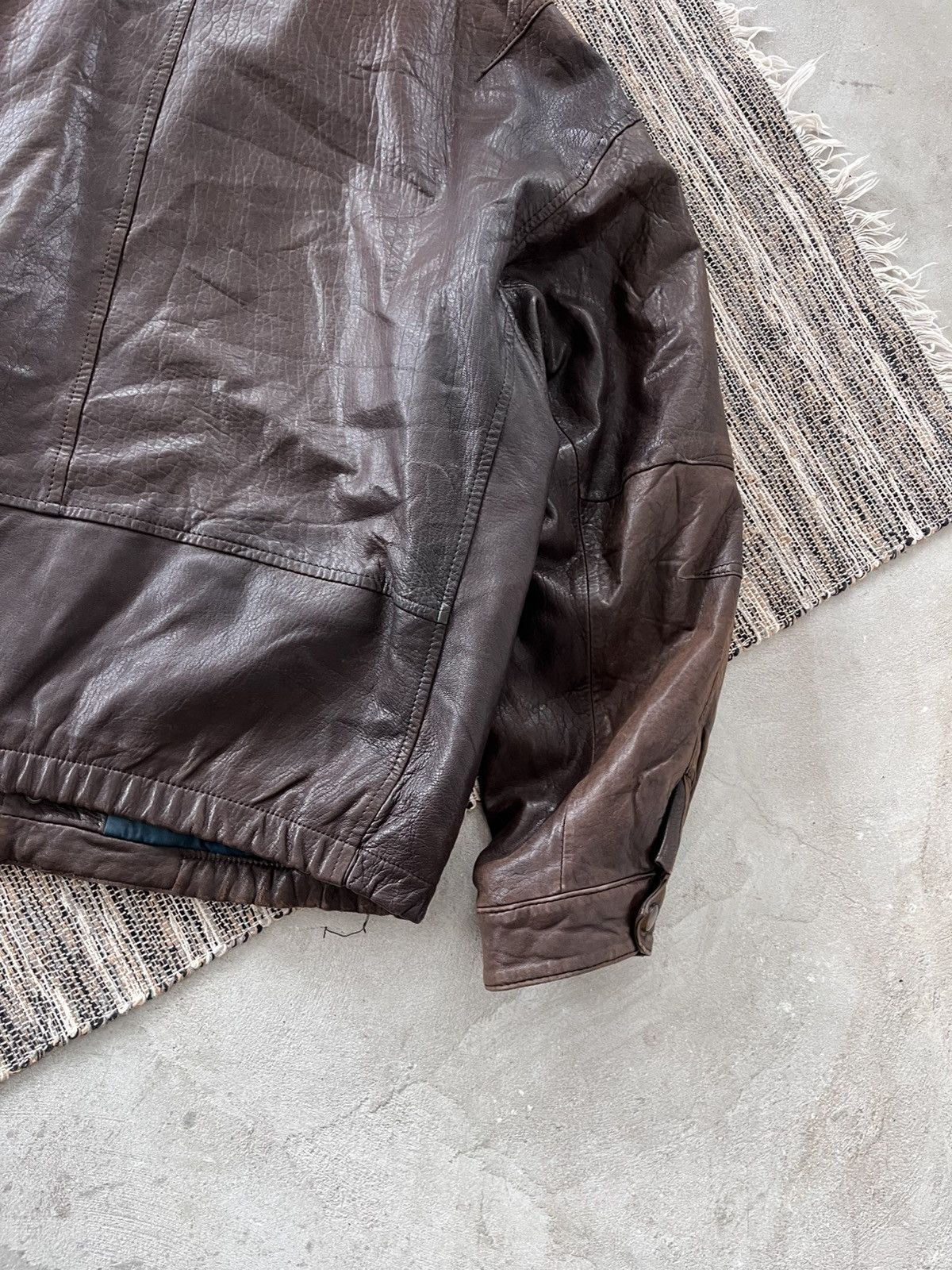Genuine Leather Vintage Nautica Brown Faded Leather Bomber Jacket Fur Collar Size US L / EU 52-54 / 3 - 14 Thumbnail
