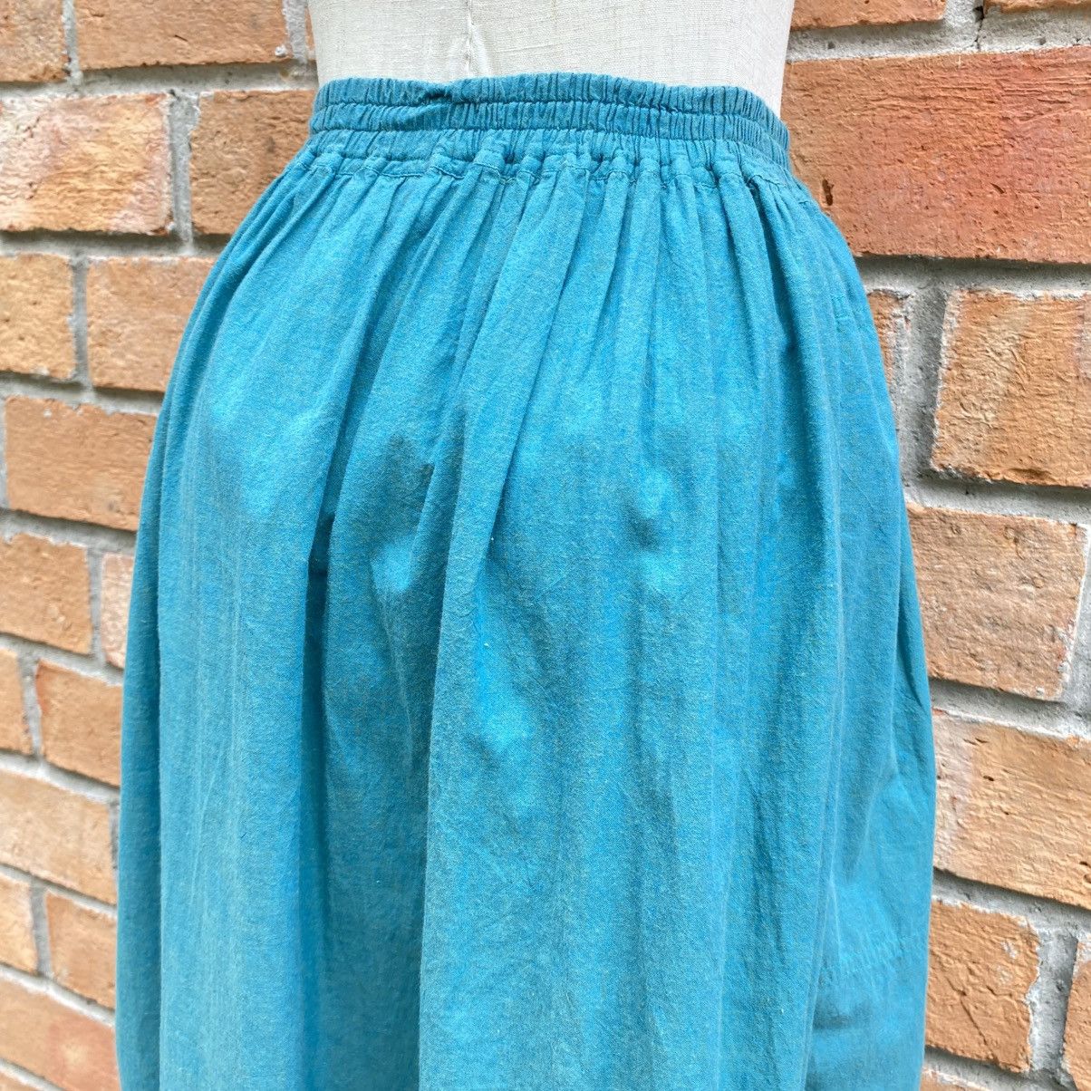 Issey Miyake Plantation Teal Cotton Midi Skirt Size 25" / US 0 / IT 36 - 20 Thumbnail