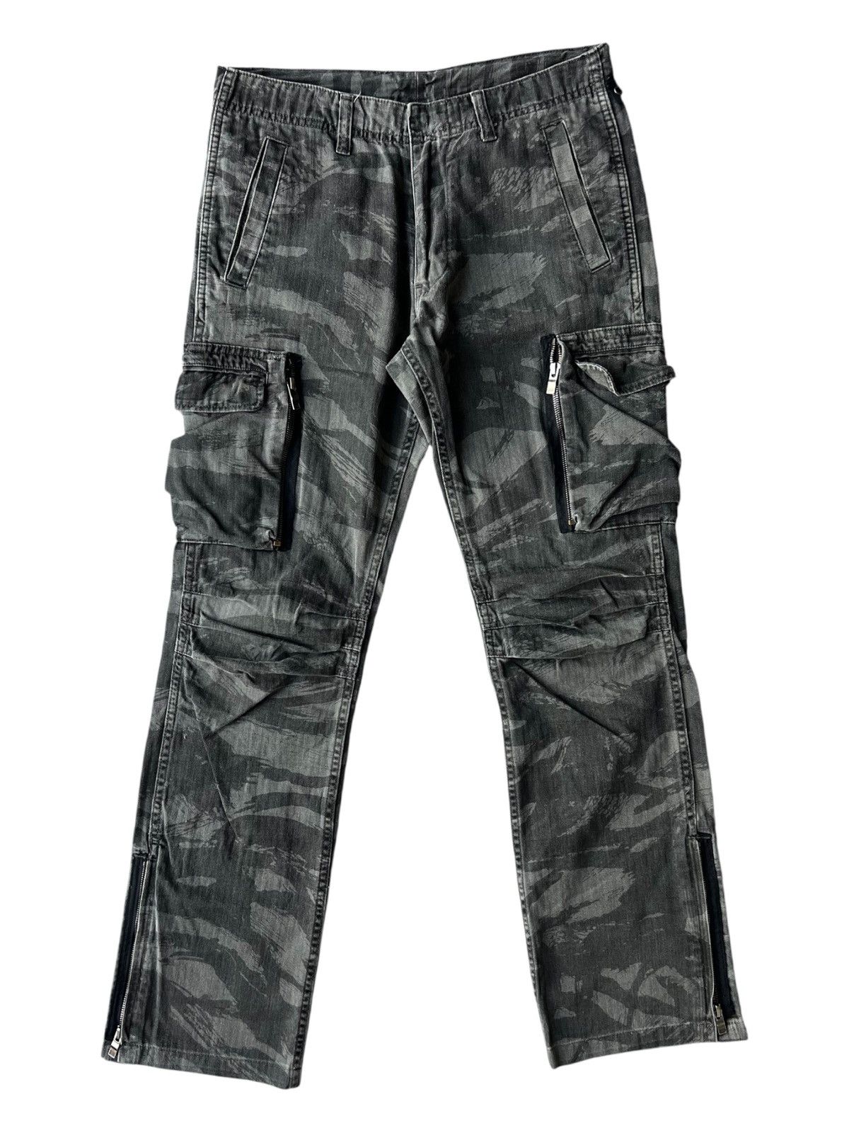 Kazuyuki Kumagai Attachment Jun Hashimoto WJK Camouflage Twill Zipper Flare Cargo Pants Size US 30 / EU 46 - 3 Thumbnail