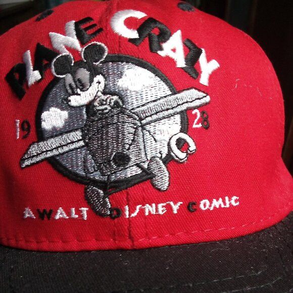 Disney NWT Vintage Disney Mickey Mouse Plane Crazy Snap Hat Cap Size ONE SIZE - 2 Thumbnail