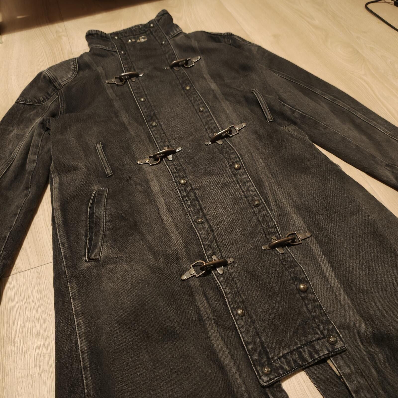 Thug Club THUG CLUB Bio Soldier Trench Jacket - Black Denim - Size M Size US M / EU 48-50 / 2 - 2 Thumbnail