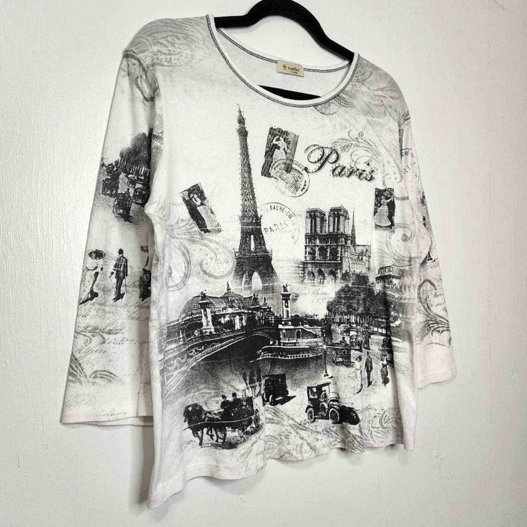 Vintage VINTAGE Y2K Paris All Over Art Sketch Collage 3/4 Sleeve Shirt Top VTG Artist Unisex Adults XL White Cactus Shirt Mens Girls Womens Size XL / US 12-14 / IT 48-50 - 7 Thumbnail