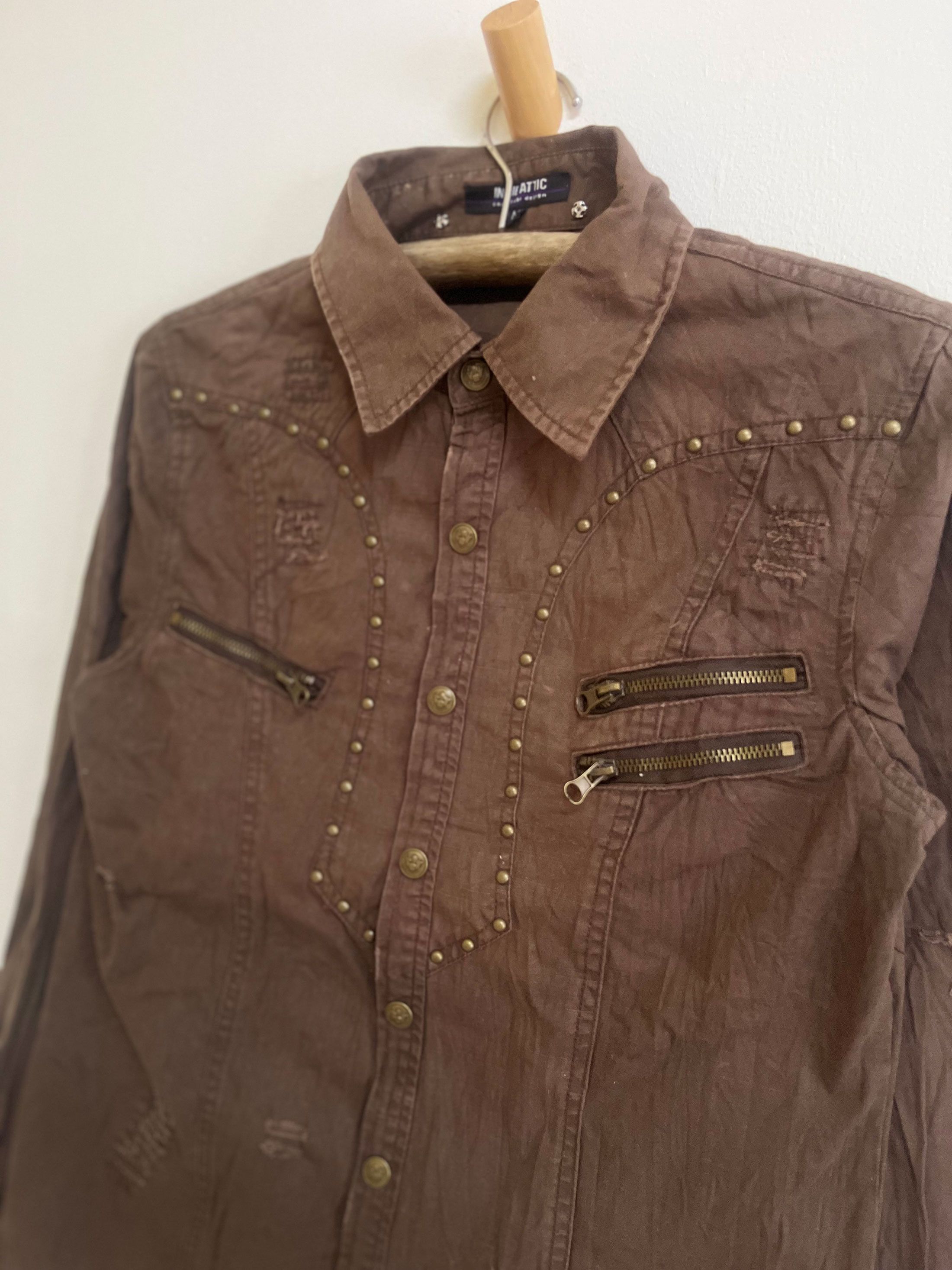 In The Attic IN THE ATTIC Studs Zipper Western Long Sleeve Size US M / EU 48-50 / 2 - 2 Thumbnail