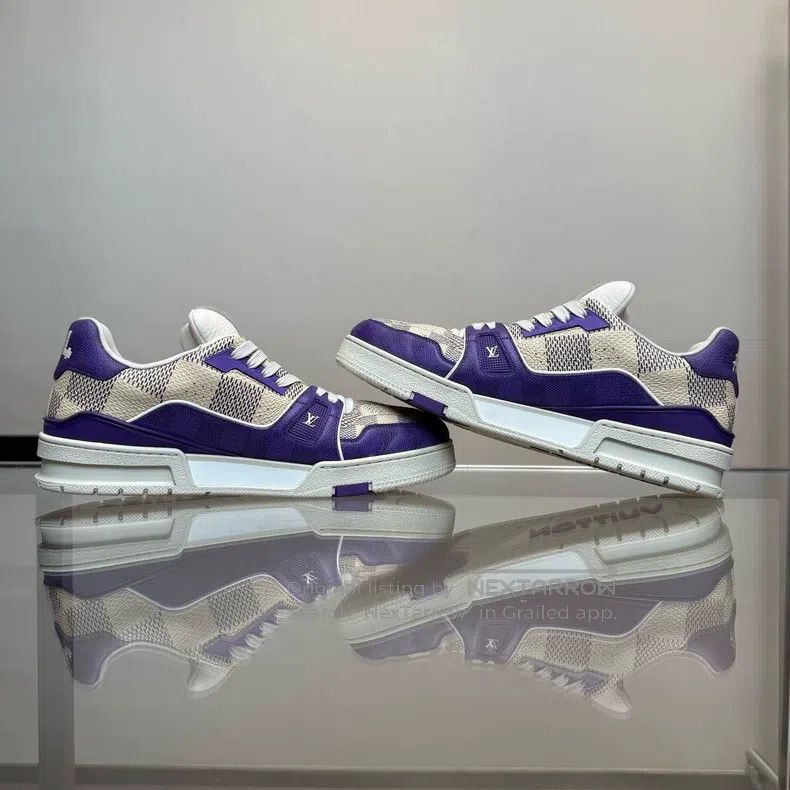 Louis Vuitton Louis Vuitton Trainer white and purple checkerboard shoes Size US 8.5 / EU 41-42 - 8 Thumbnail