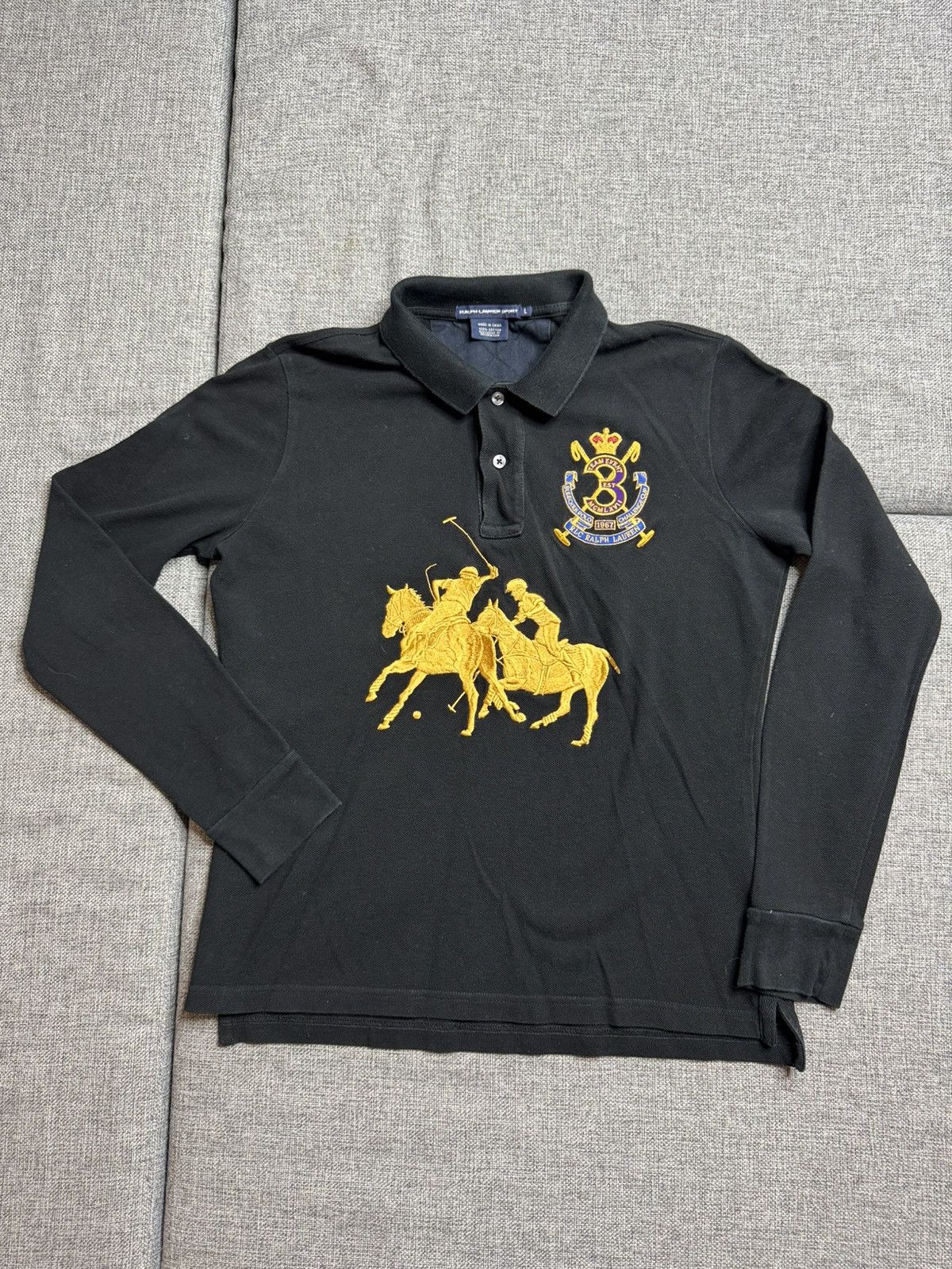 Polo Ralph Lauren Polo Ralph Lauren Big Logo Collar blak T-Shirt long sleeve Size L / US 10 / IT 46 - 1 Thumbnail