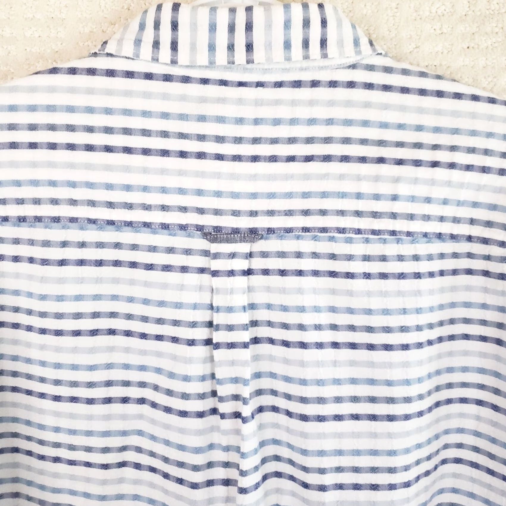 Carbon2Cobalt Carbon 2 Cobalt Shirt Mens XL White Multi-Blue Striped Button Up Long Sleeve Casual Workwear Size US XL / EU 56 / 4 - 7 Thumbnail