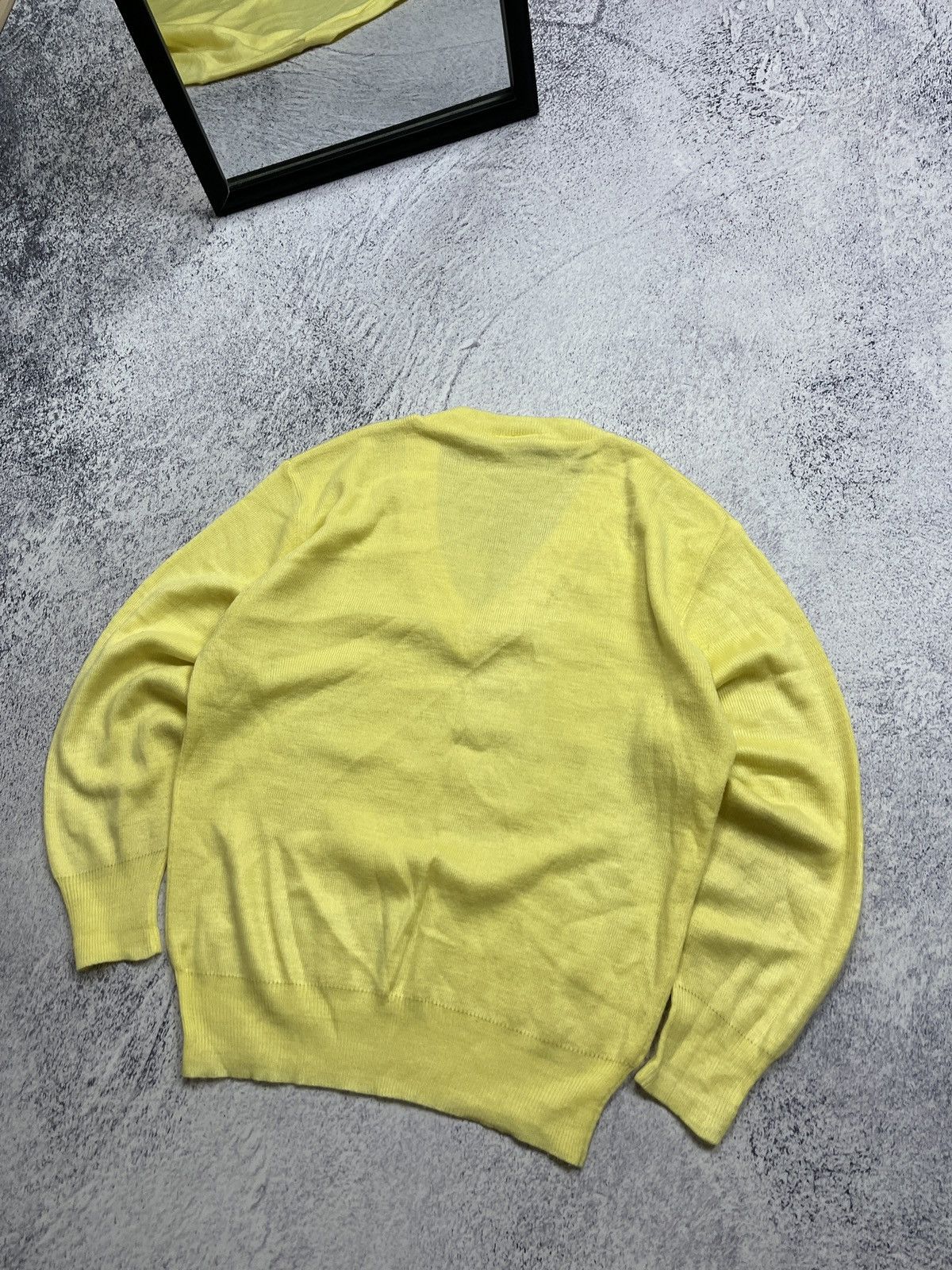 Lacoste × Vintage Vintage Chemise Lacoste Made in France Yellow V Neck Sweater Size US M / EU 48-50 / 2 - 7 Thumbnail