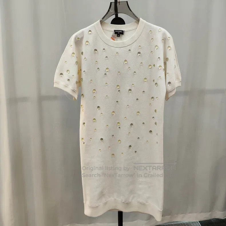 Chanel Chanel Three-dimensional water drop white short sleeves Size XXS / US 00 / IT 34 - 1 Thumbnail